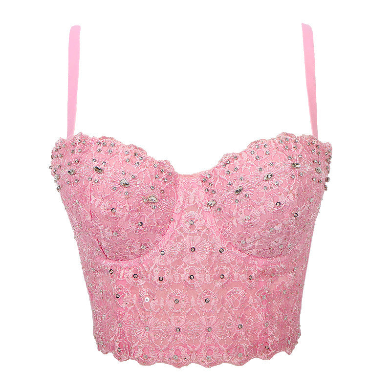 SKIN TONE EMBROIDERED RHINESTONE BONING CORSET