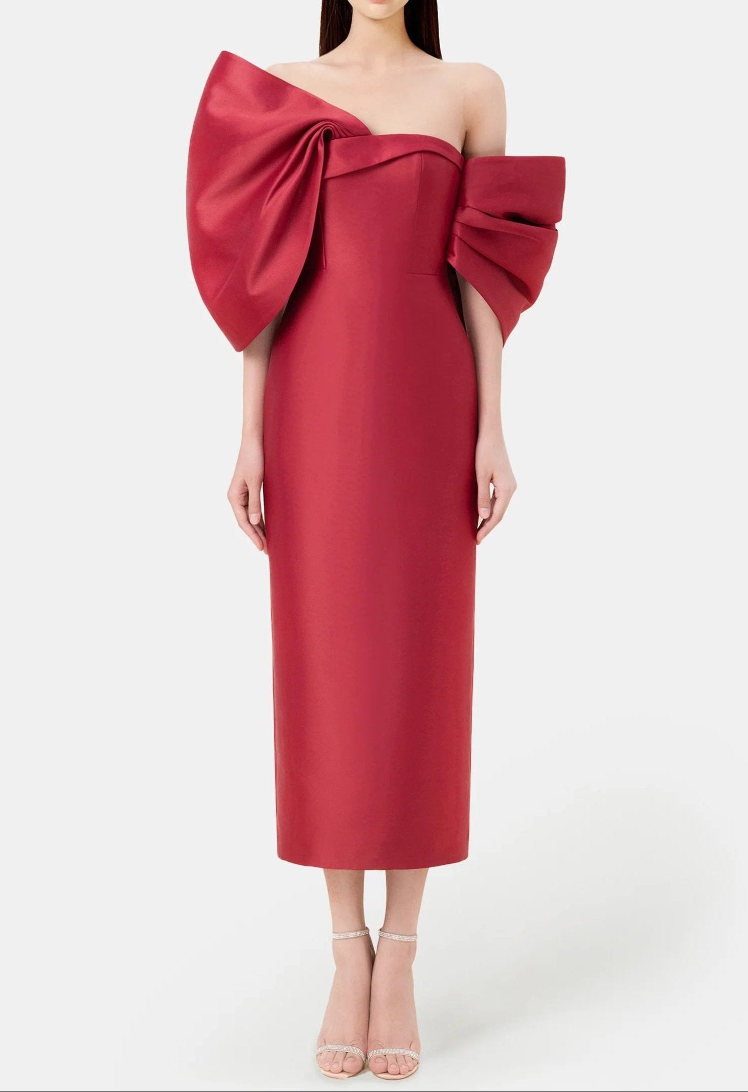 165_b0053a27-a2a7-41aa-a8eb-e9a0c5ca7ed8 RED BIG BOW DRESS, PARTY FORMAL SILHOUETTE