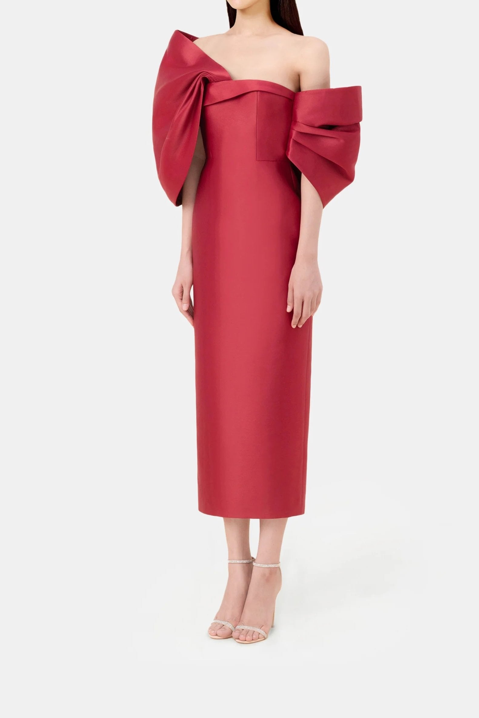 RED BIG BOW DRESS, PARTY FORMAL SILHOUETTE