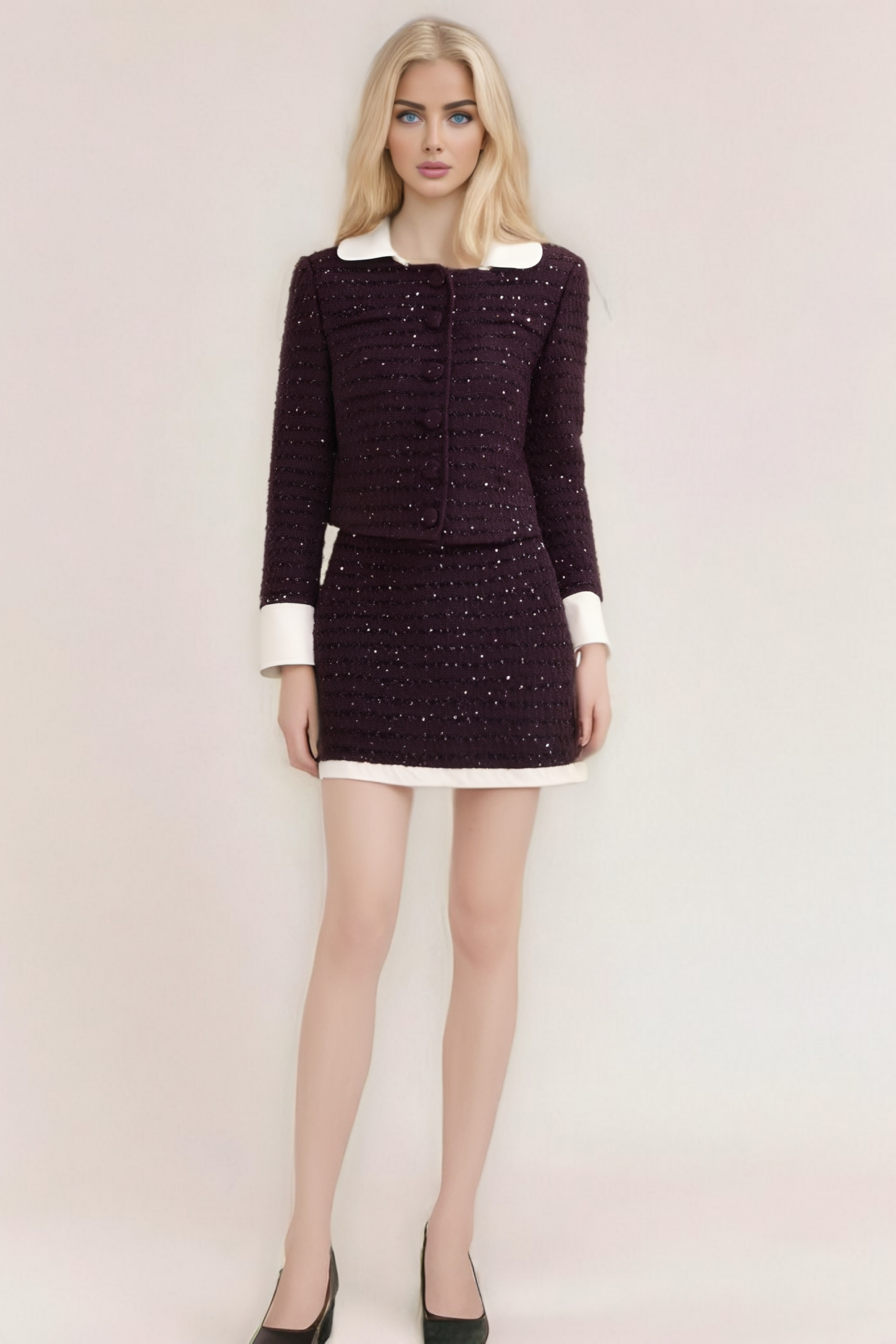 BRIGITTE PURPLE SEQUIN TWEED SET