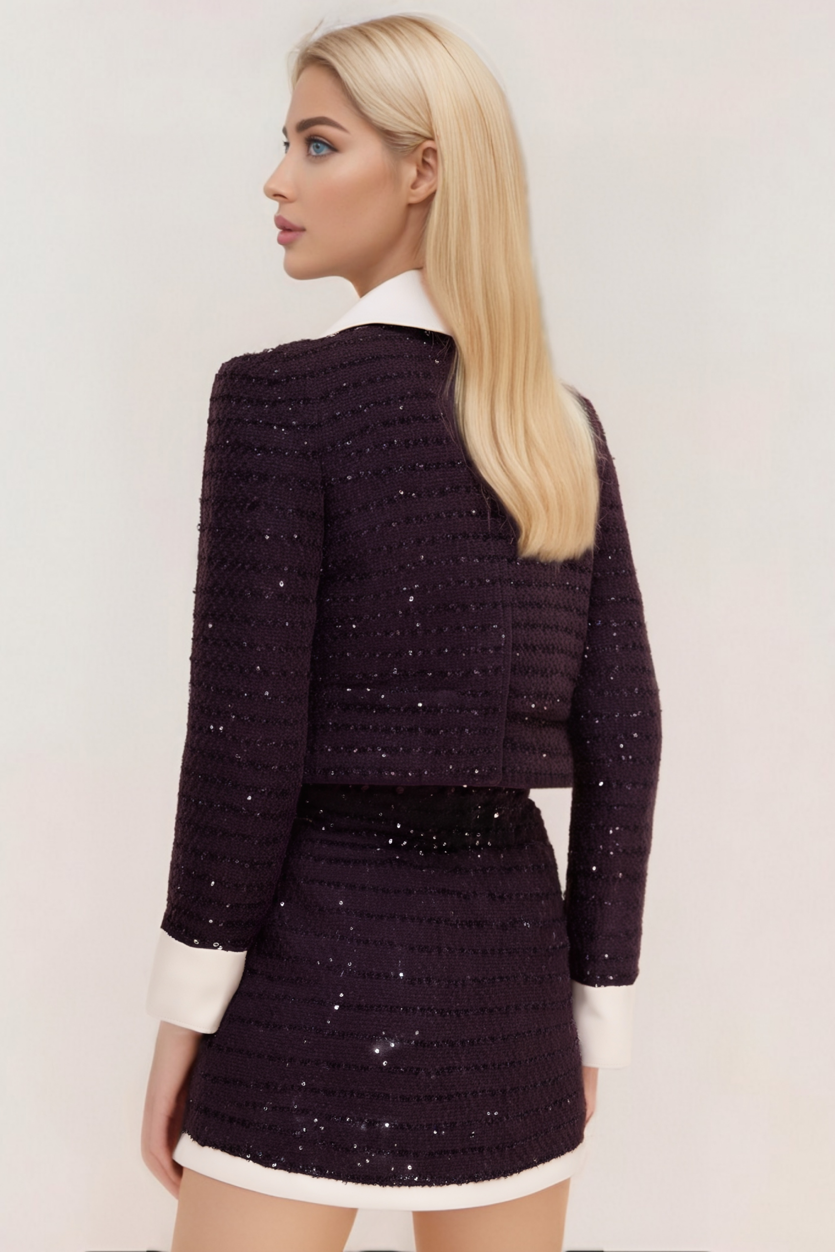 BRIGITTE PURPLE SEQUIN TWEED SET