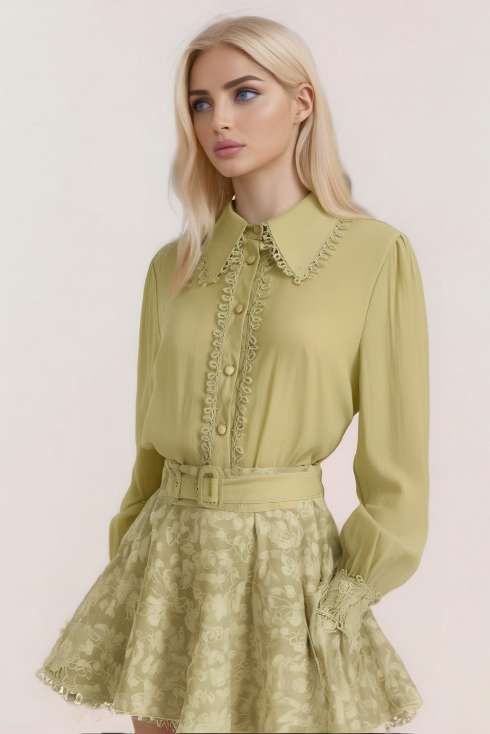 FLORAL EMBROIDERED MATCHING SET, SHIRT & SKIRT