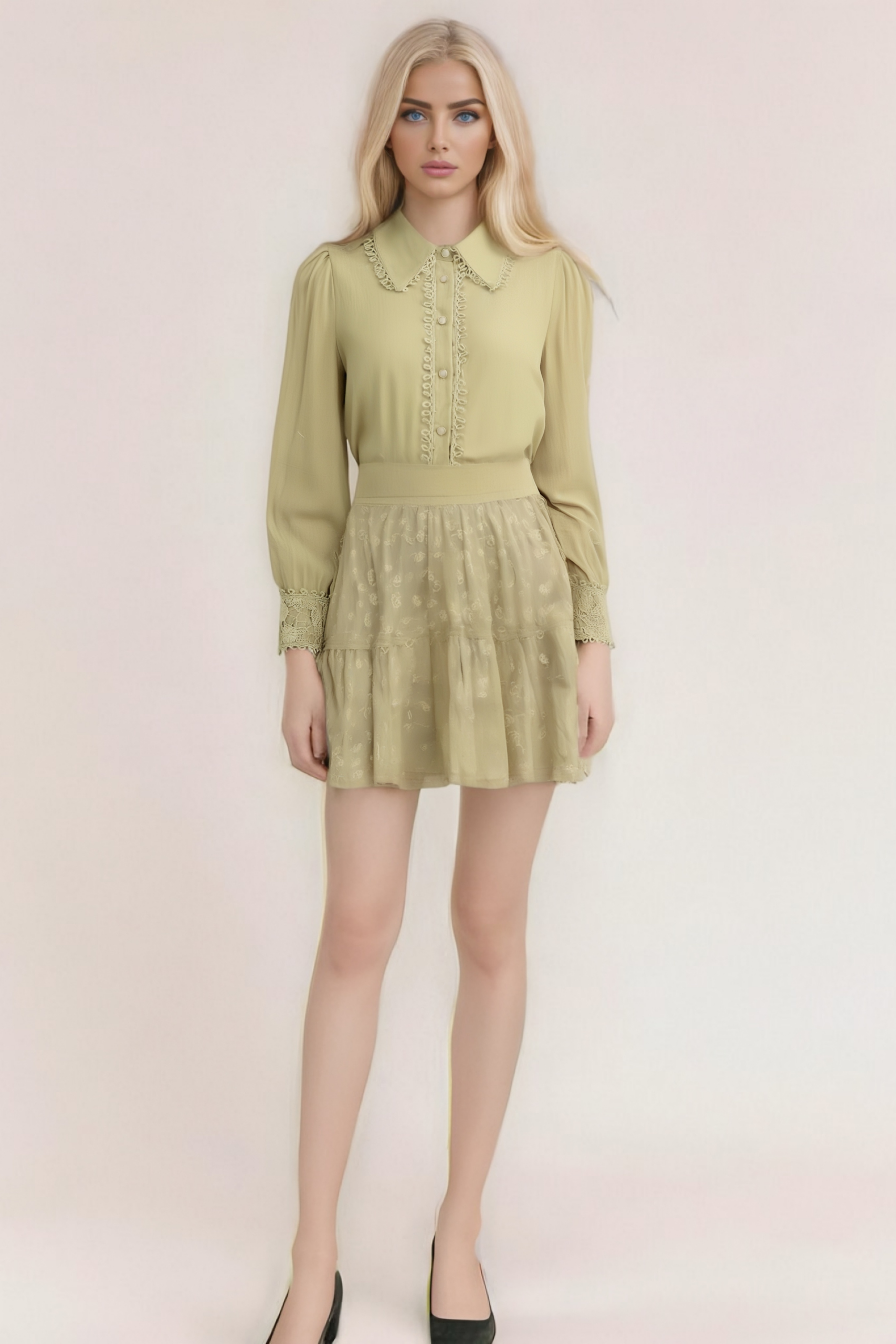 FLORAL EMBROIDERED MATCHING SET, SHIRT & SKIRT