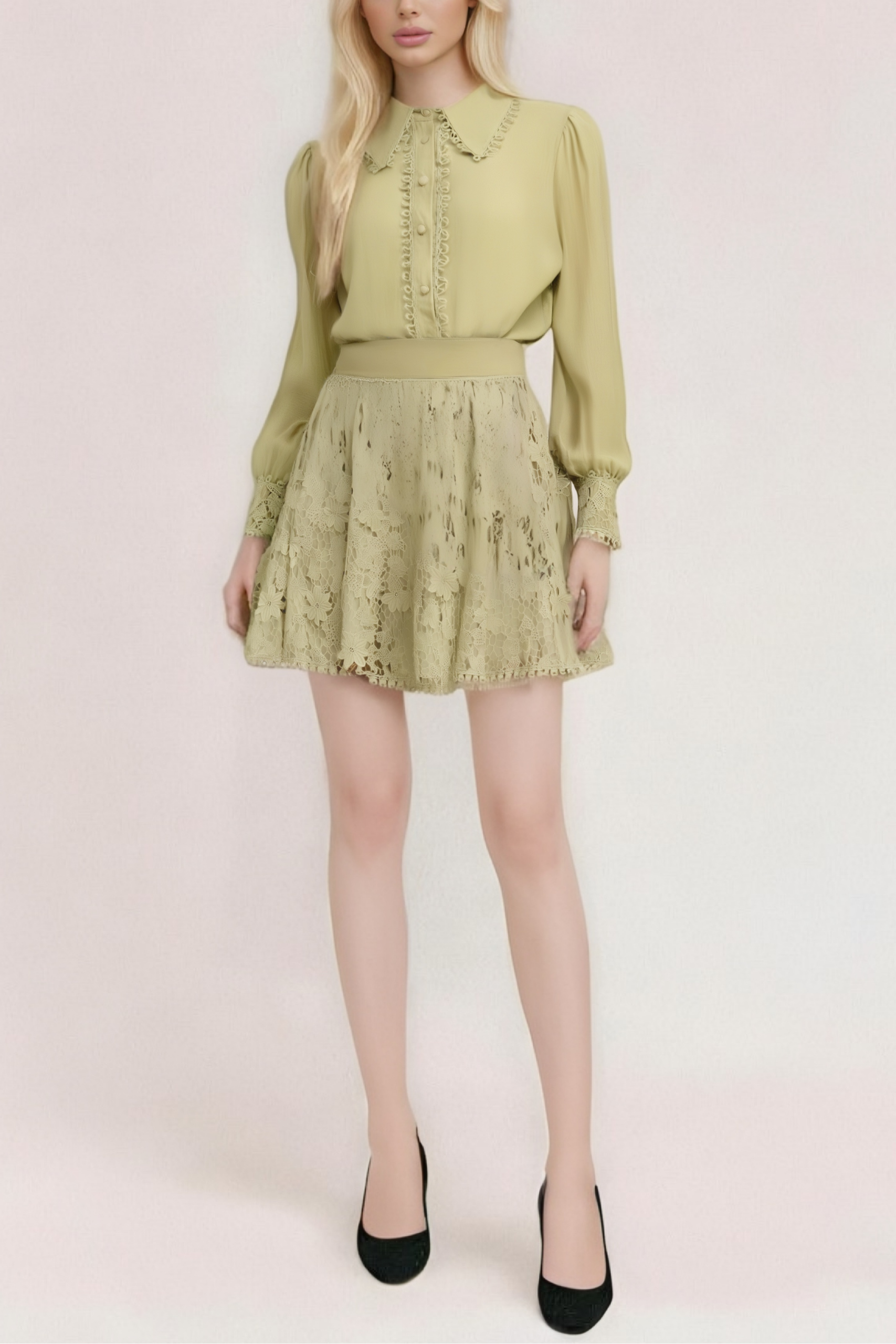 16793173 FLORAL EMBROIDERED MATCHING SET, SHIRT & SKIRT