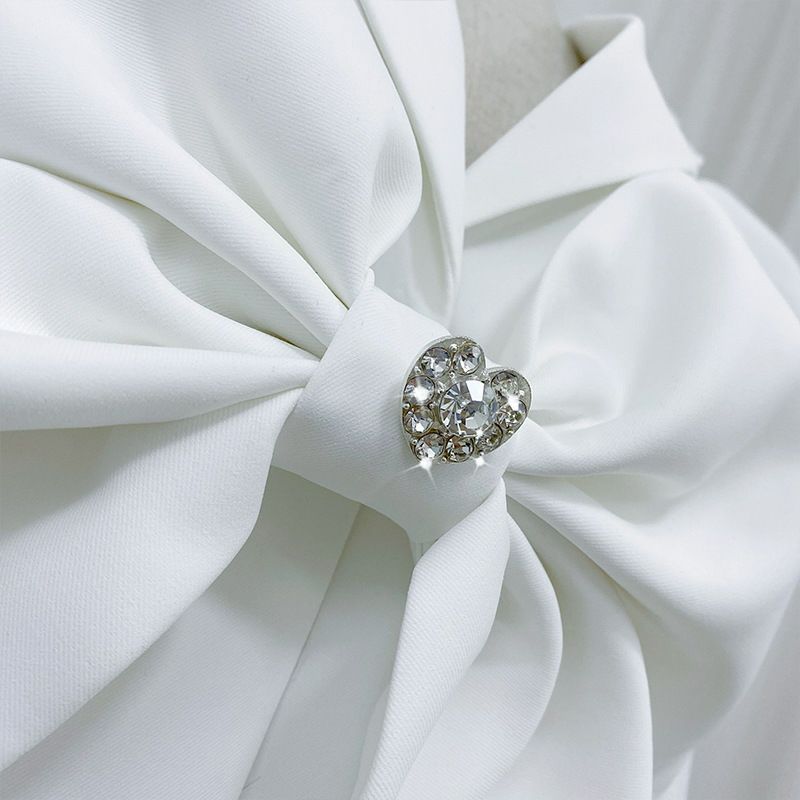 WHITE BOW WAIST SUIT DRESS FOR WEDDING