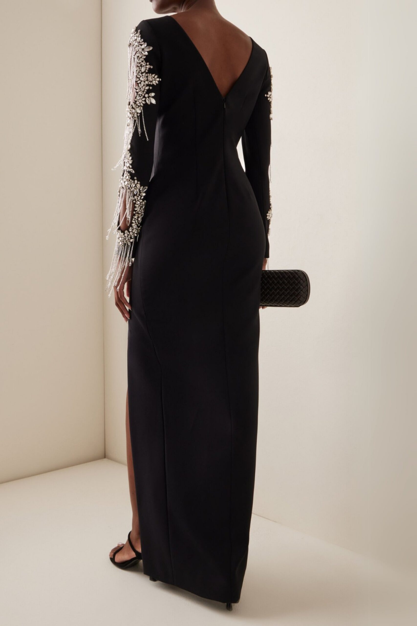 CRYSTAL CREPE GOWN BLACK FORMAL EVENING