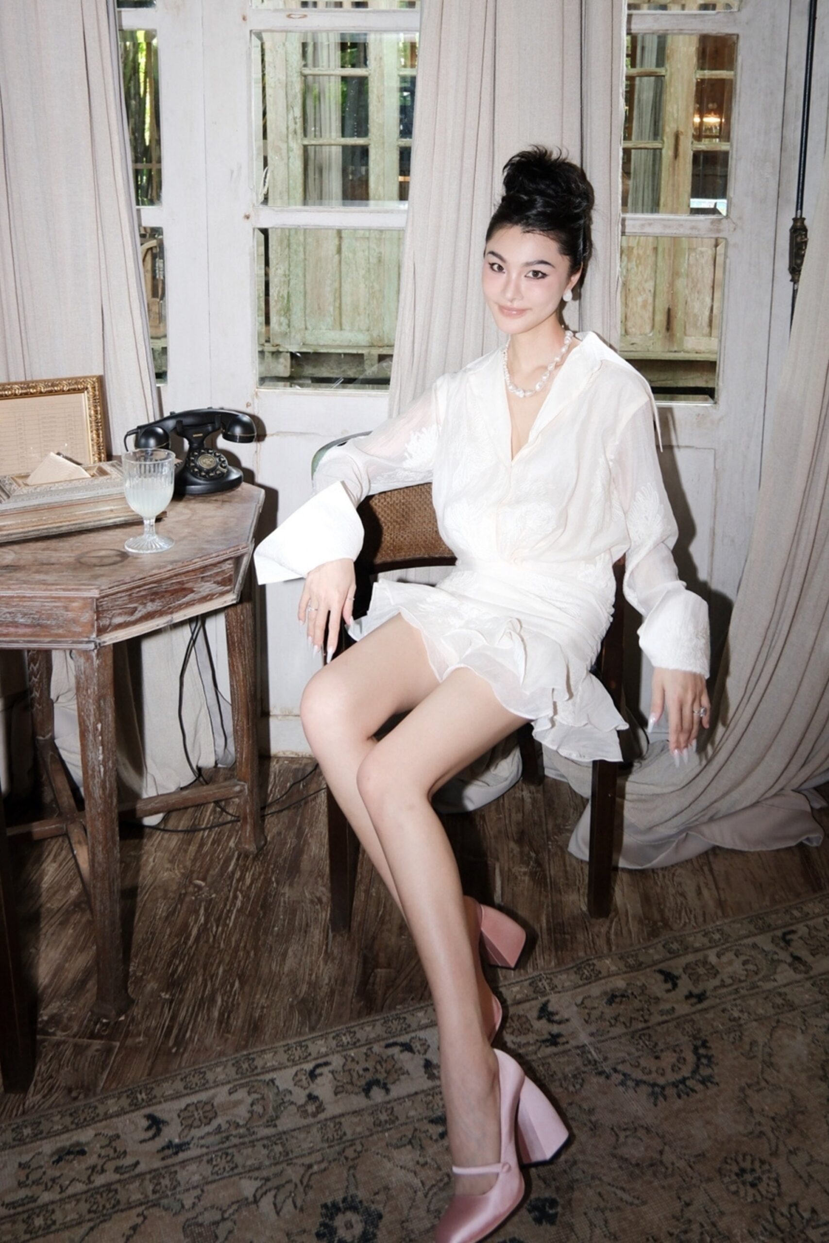 LONG SLEEVE EMBROIDERED MINI DRESS FOR PARTY
