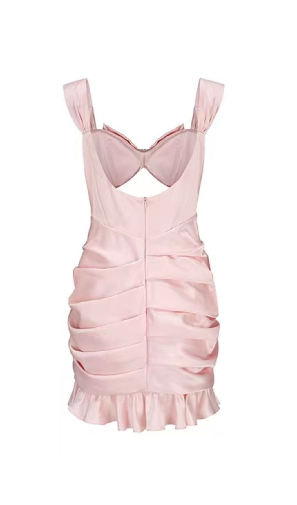 PINK RUCHED BOW CUT OUT MINI DRESS