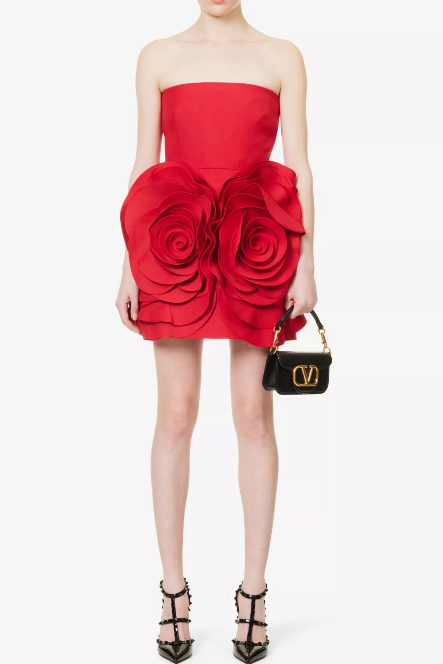 16_af522282-42b6-41c3-b408-05523ccc741b RED FLOWER MINI DRESS, PARTY V-NECK