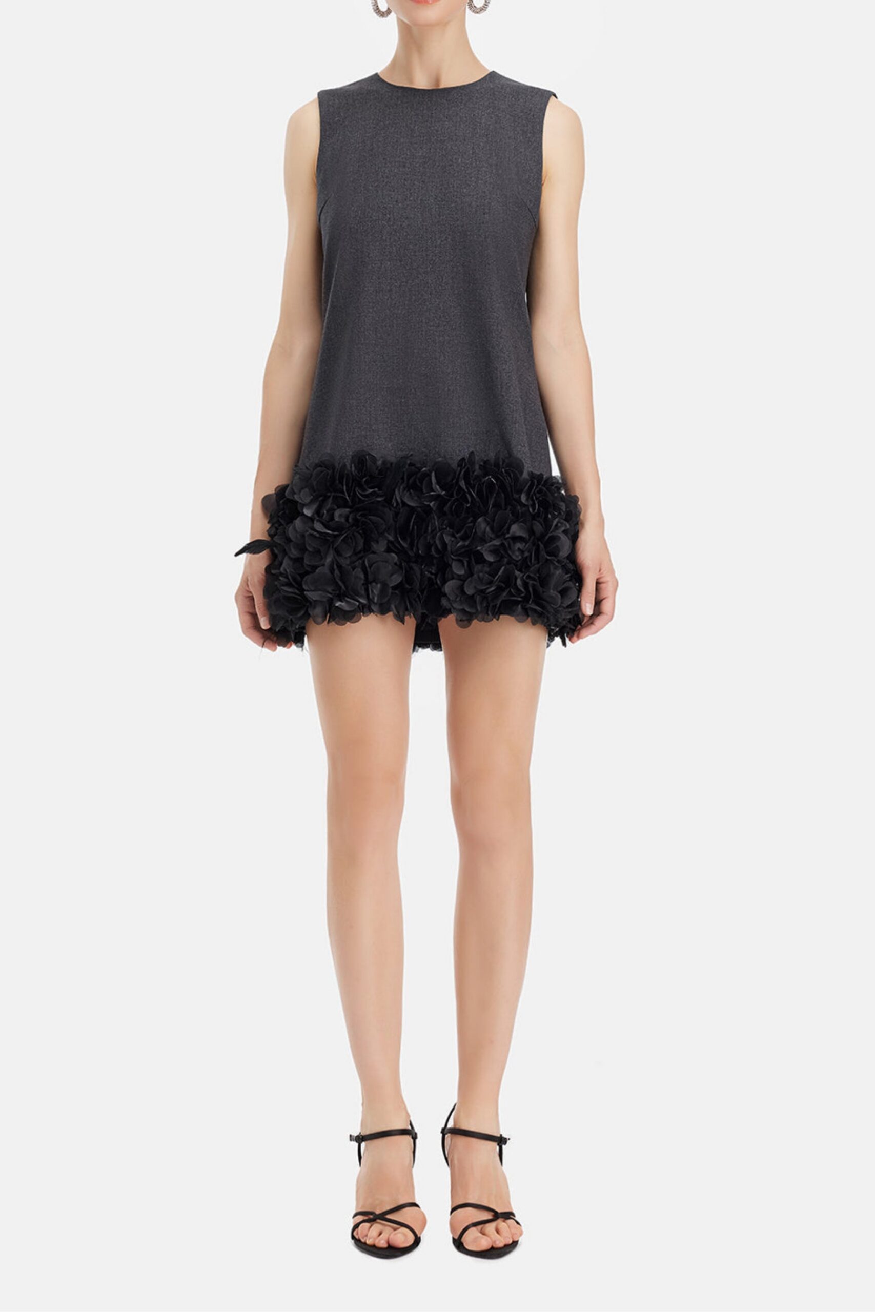 HANDCRAFTED BEADED PETAL SHIFT COCKTAIL DRESS
