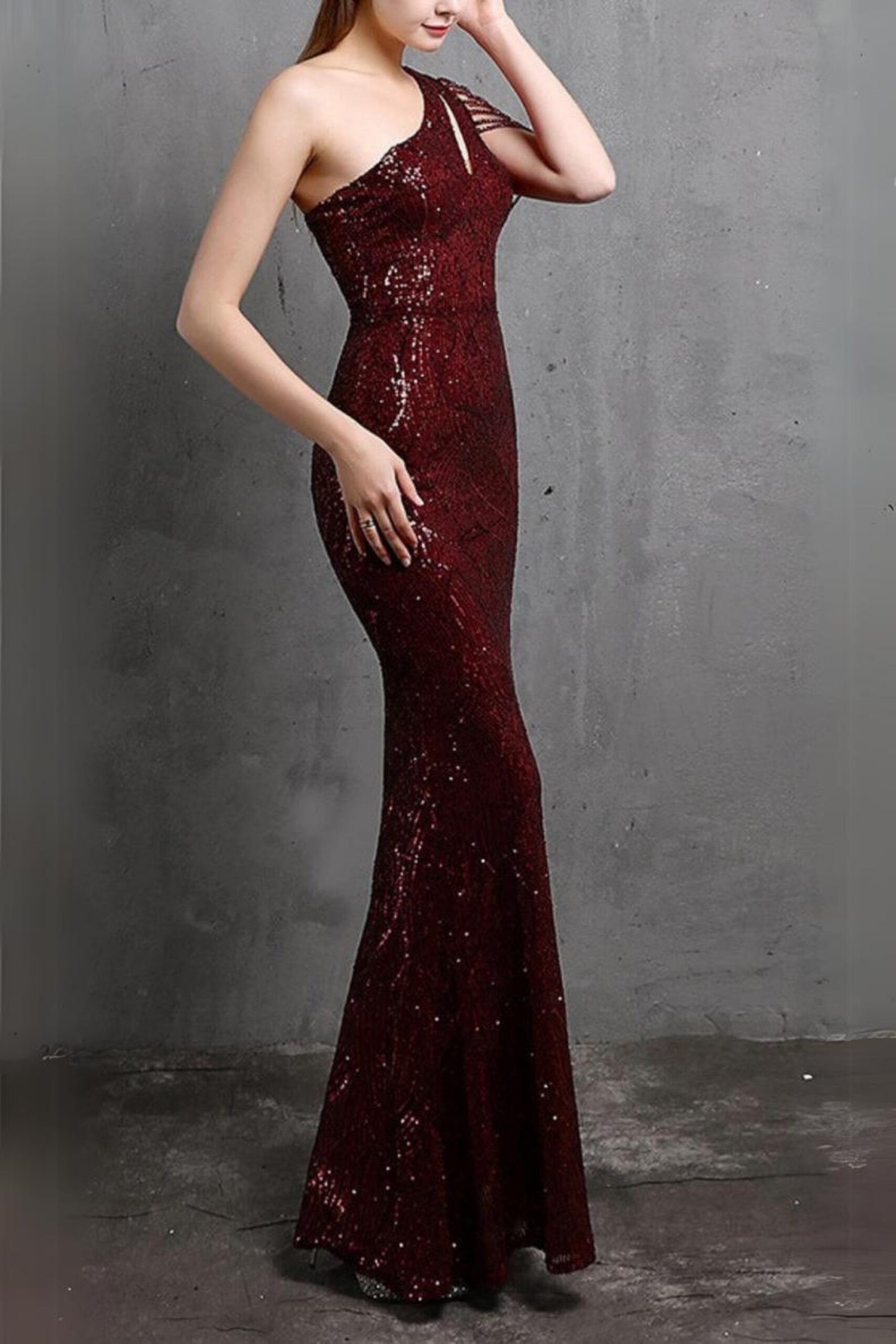 RED SEQUIN CUTOUT MAXI DRESS, PARTY