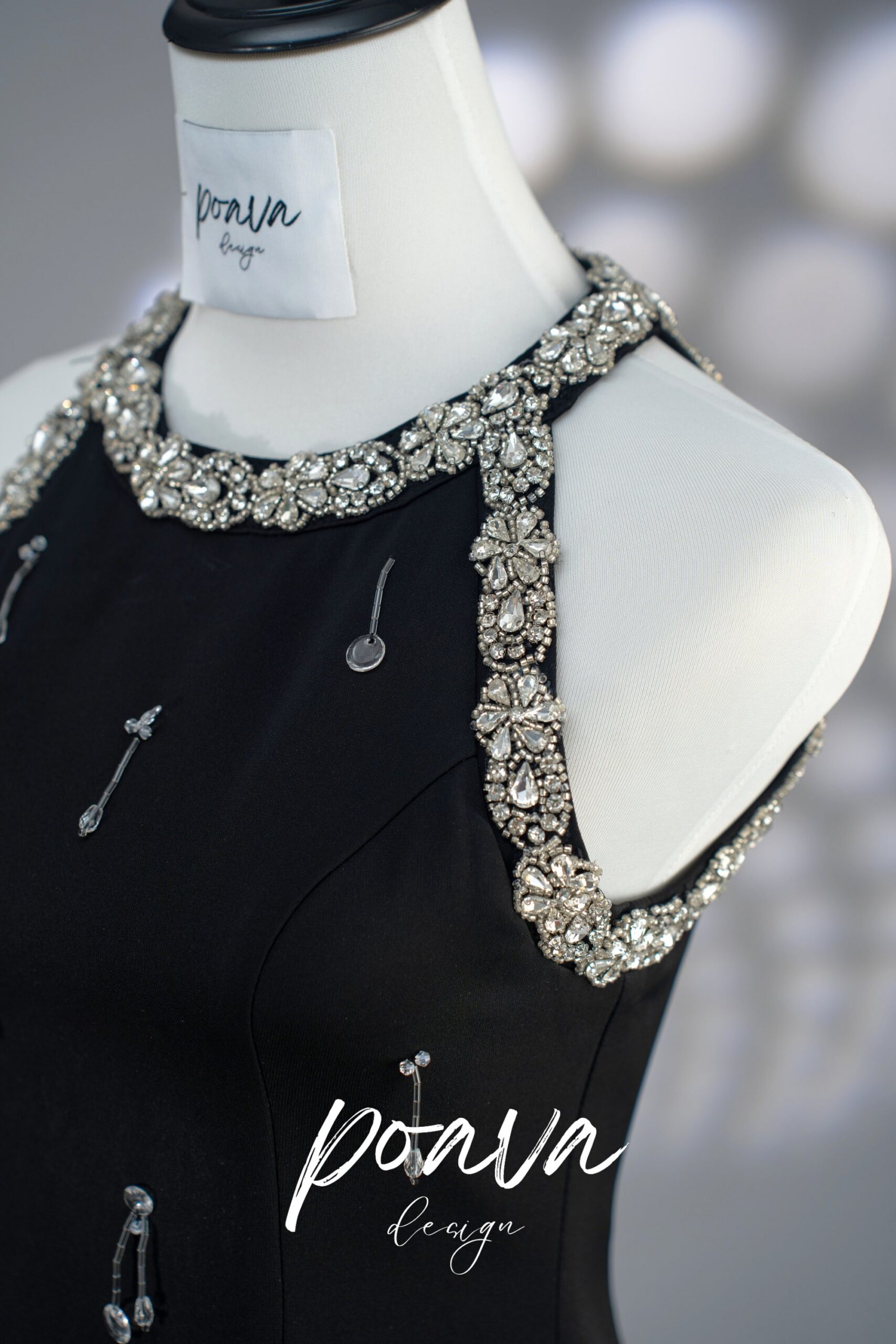 RHINESTONE BLACK SUNDRESS FOR EVENTS