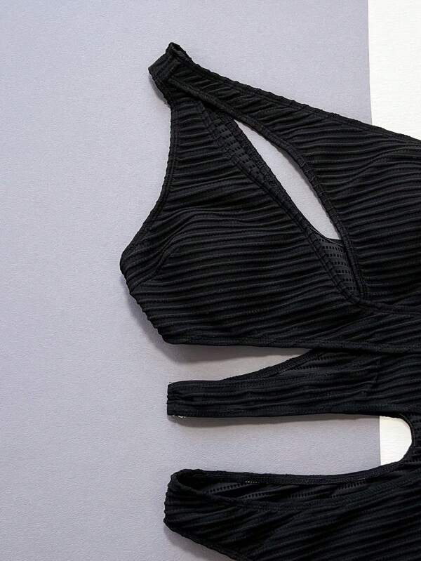 ONE-SHOULDER RUCHED ONE-PIECE SWIMSUIT FOR BEACH