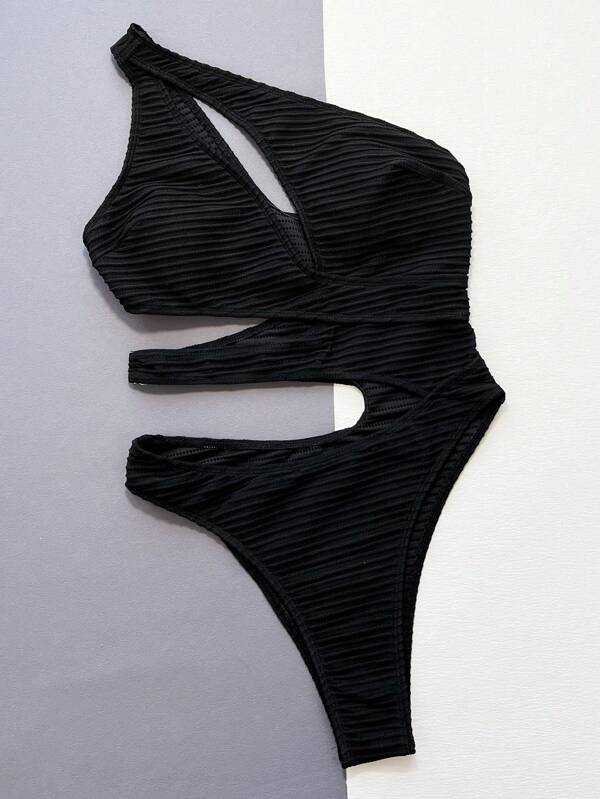 ONE-SHOULDER RUCHED ONE-PIECE SWIMSUIT FOR BEACH