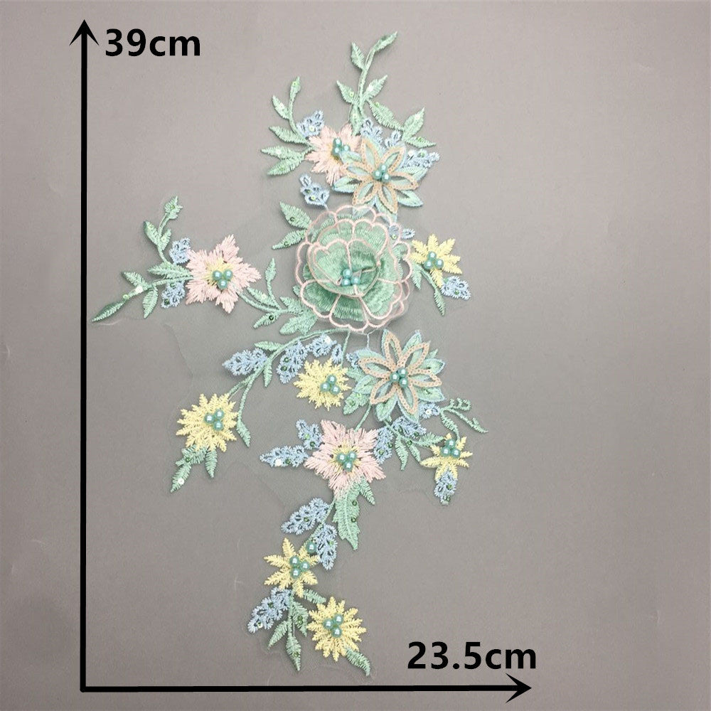 3D FLORAL PEARL LACE COLLAR TRIM, DIY WEDDING DRESS EMBELLISHMENT