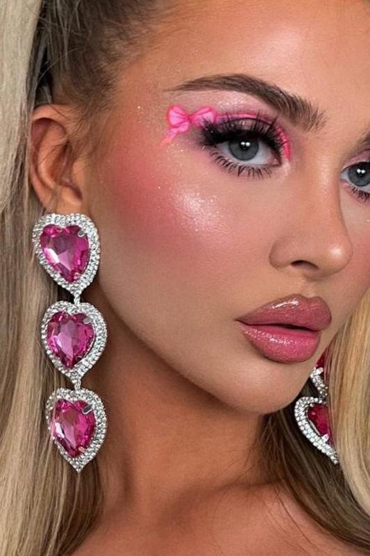 HEART DROP EARRINGS, EXAGGERATED CHUNKY PARTY STYLE