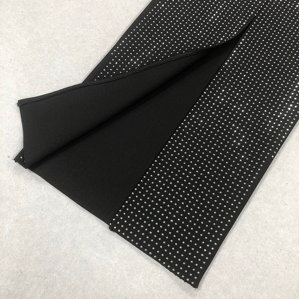 RHINESTONE BLACK MAXI DRESS FOR EVENING