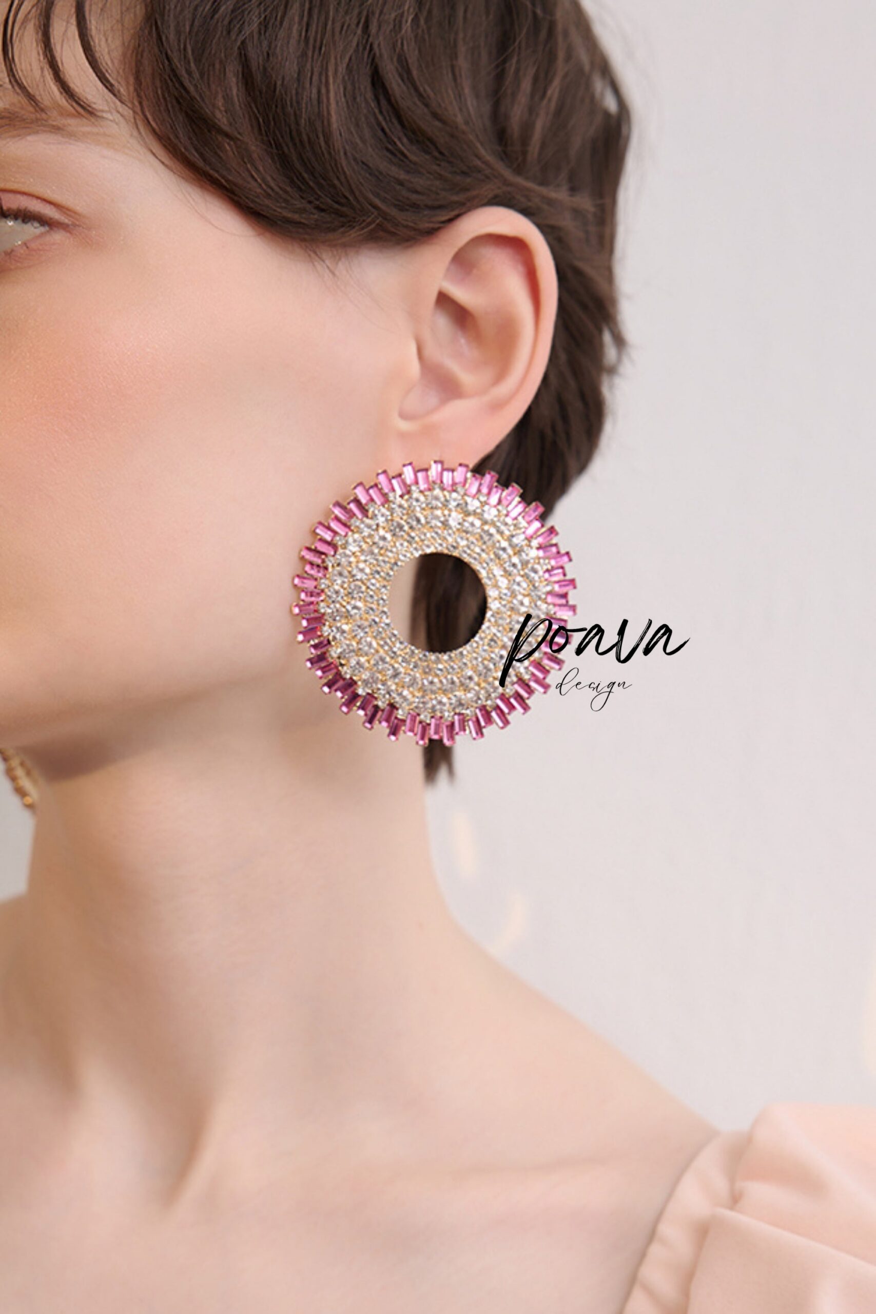 CRYSTAL HOOP EARRING FOR EVENING PARTY