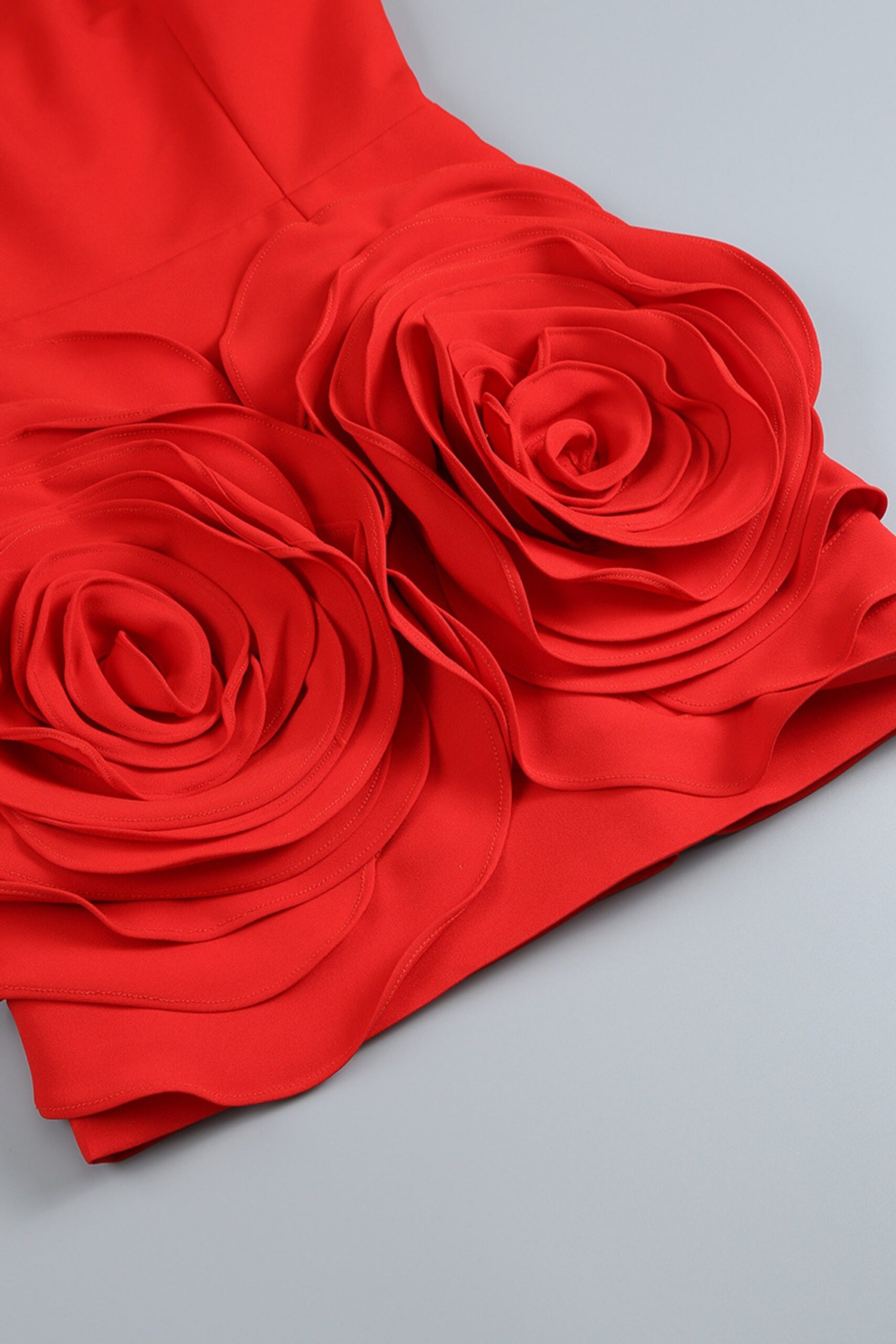 RED FLOWER MINI DRESS, PARTY V-NECK