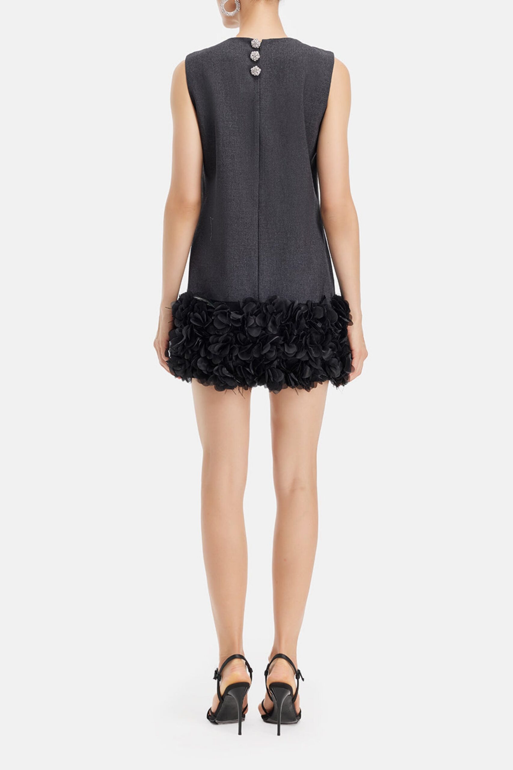 HANDCRAFTED BEADED PETAL SHIFT COCKTAIL DRESS