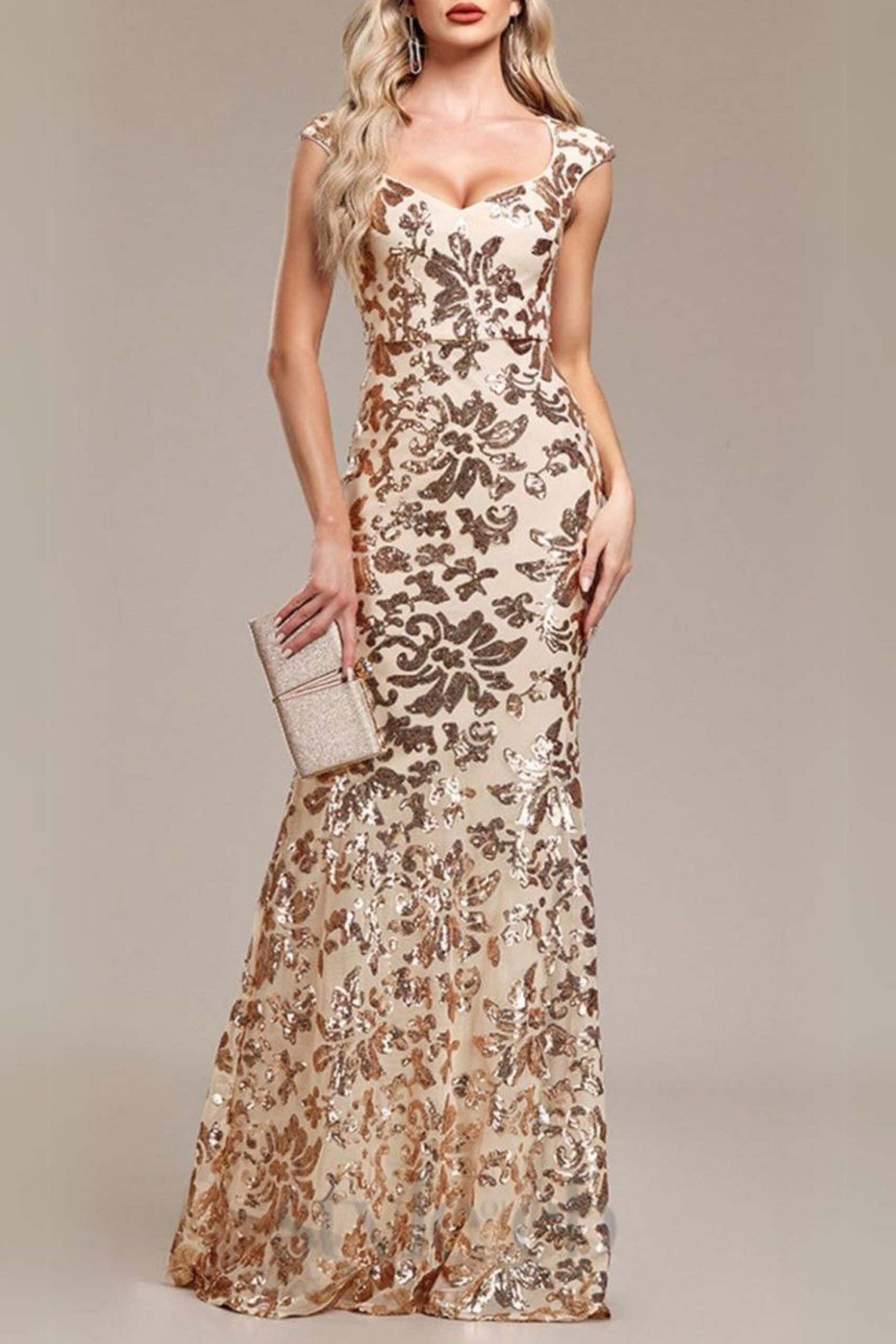 ARZILLA GOLD SEQUIN GOWN - GLAMOUR PARTY DRESS