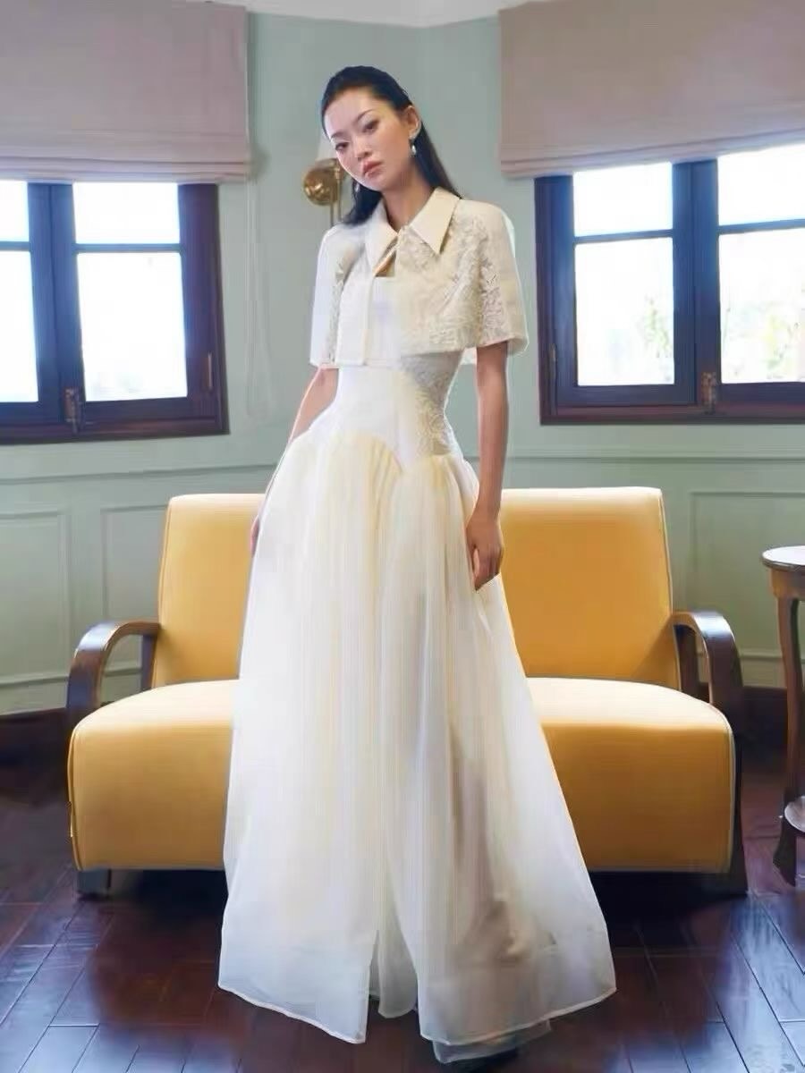 BROOKE WHITE LACE CAPE & DRESS SET