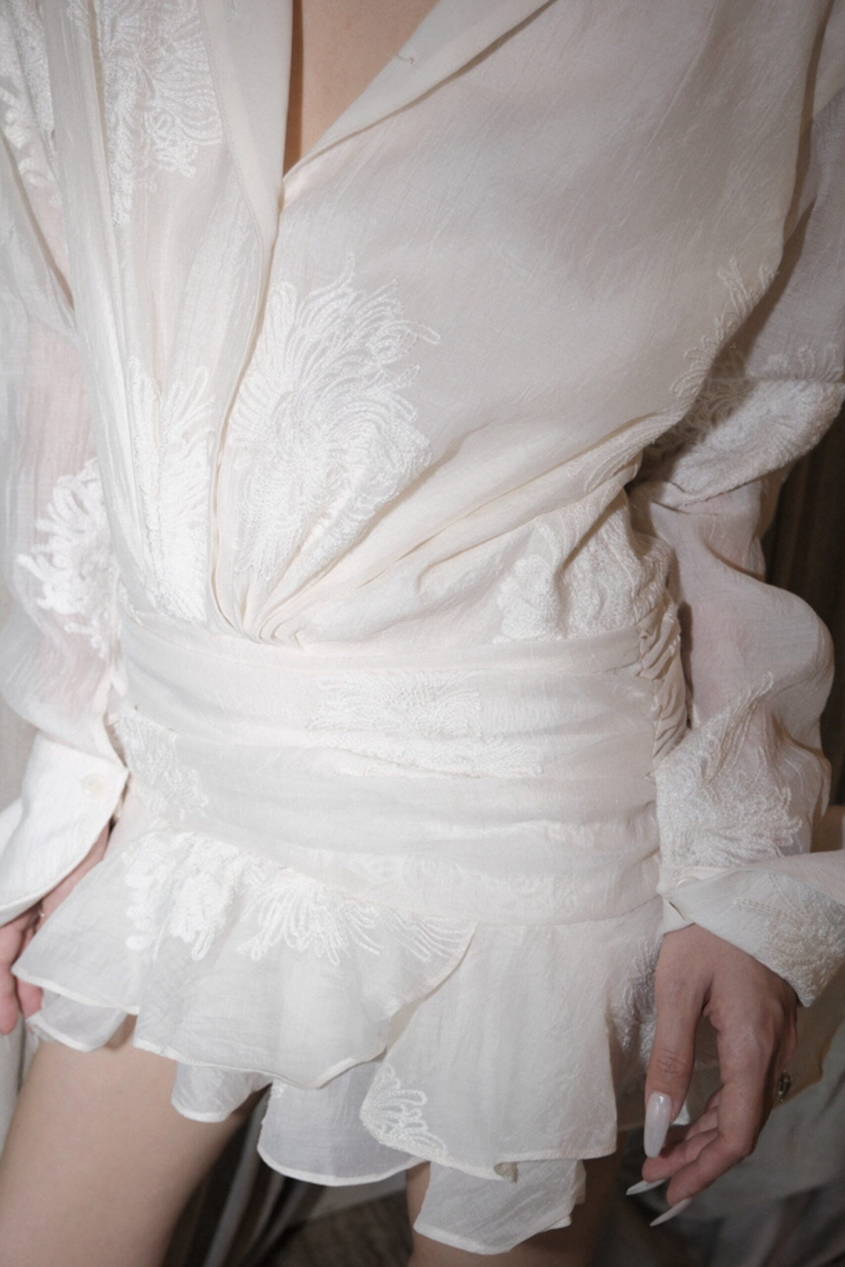 LONG SLEEVE EMBROIDERED MINI DRESS FOR PARTY