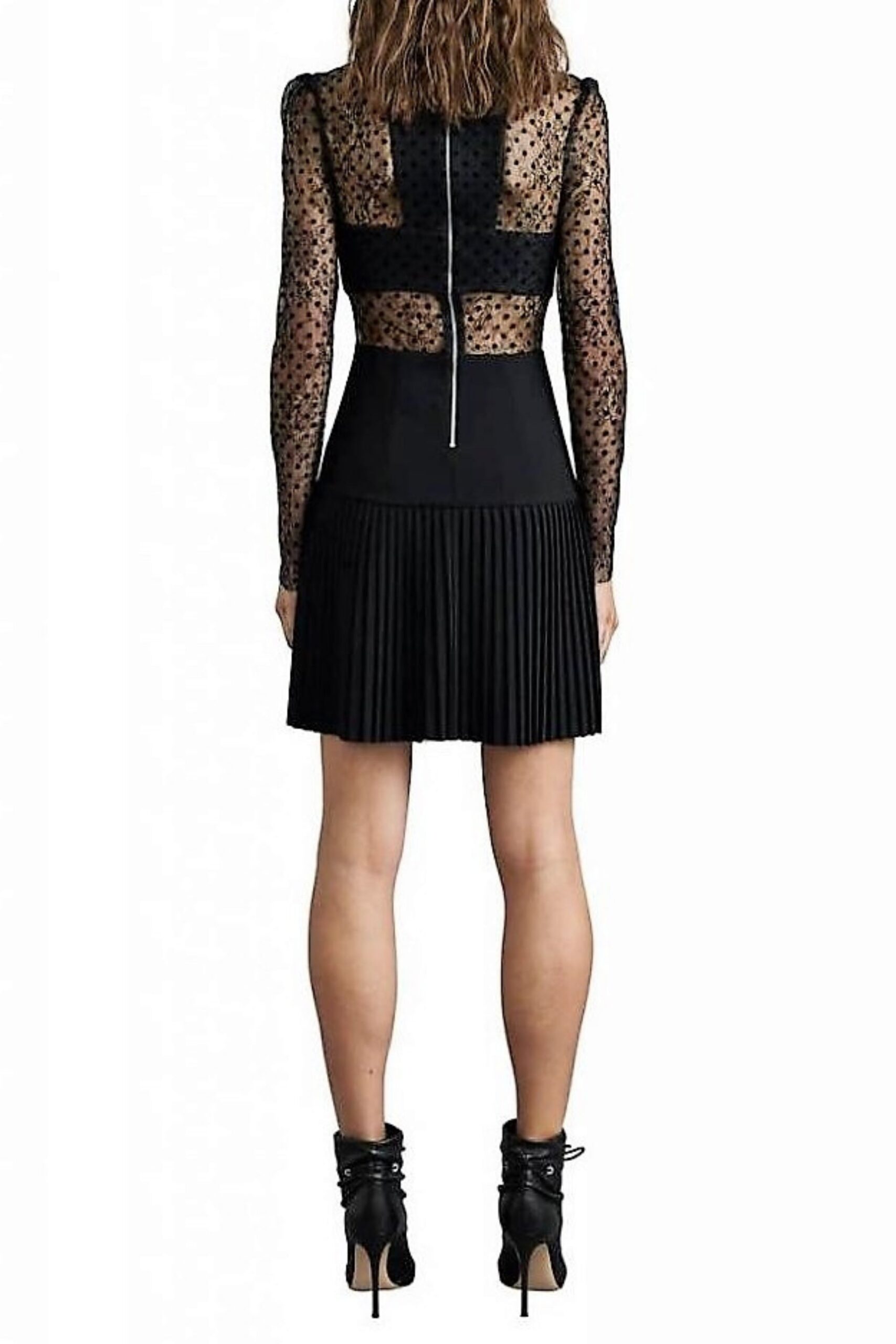 GABRIELLA SPOT LACE MINI DRESS BLACK