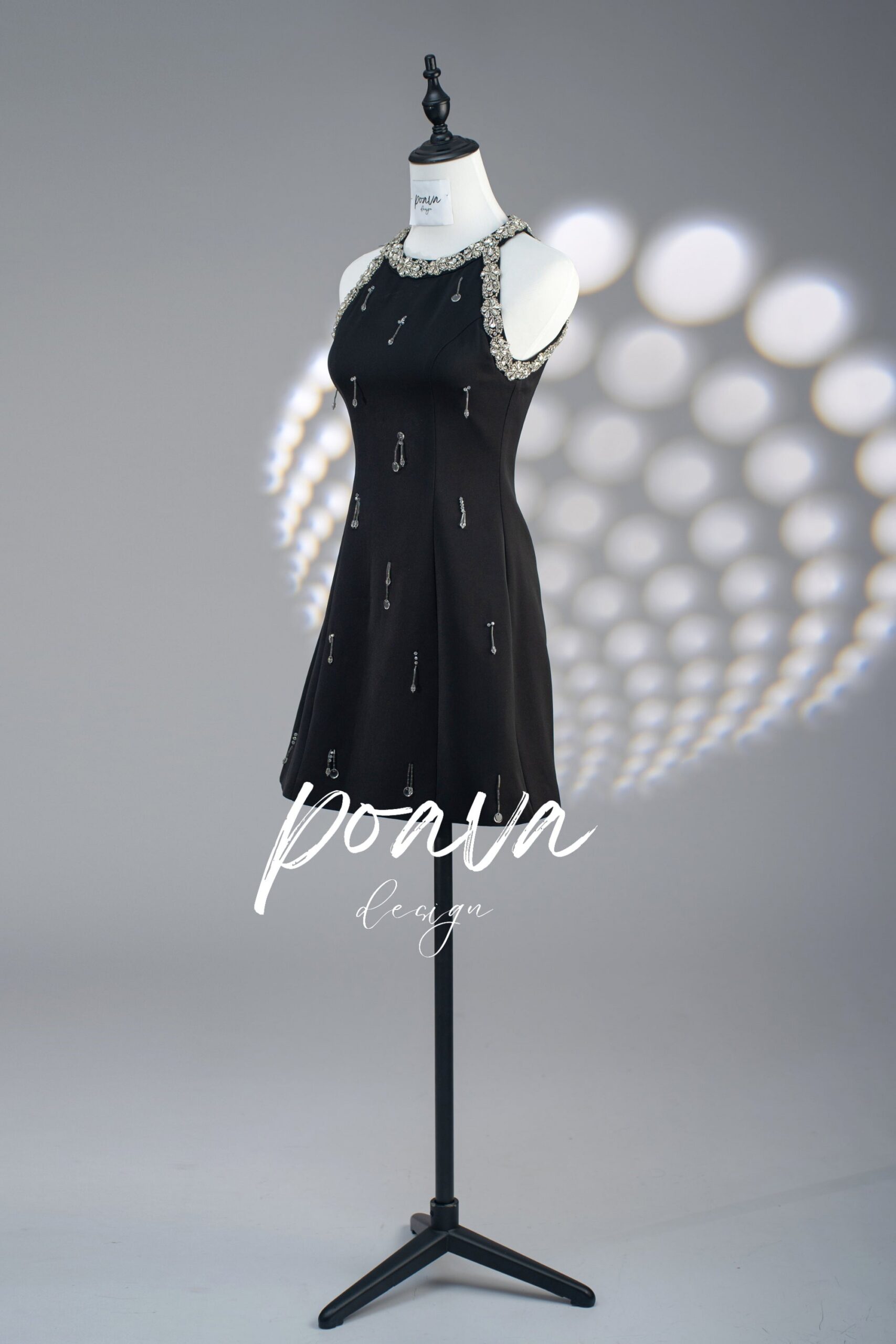 RHINESTONE BLACK SUNDRESS FOR EVENTS
