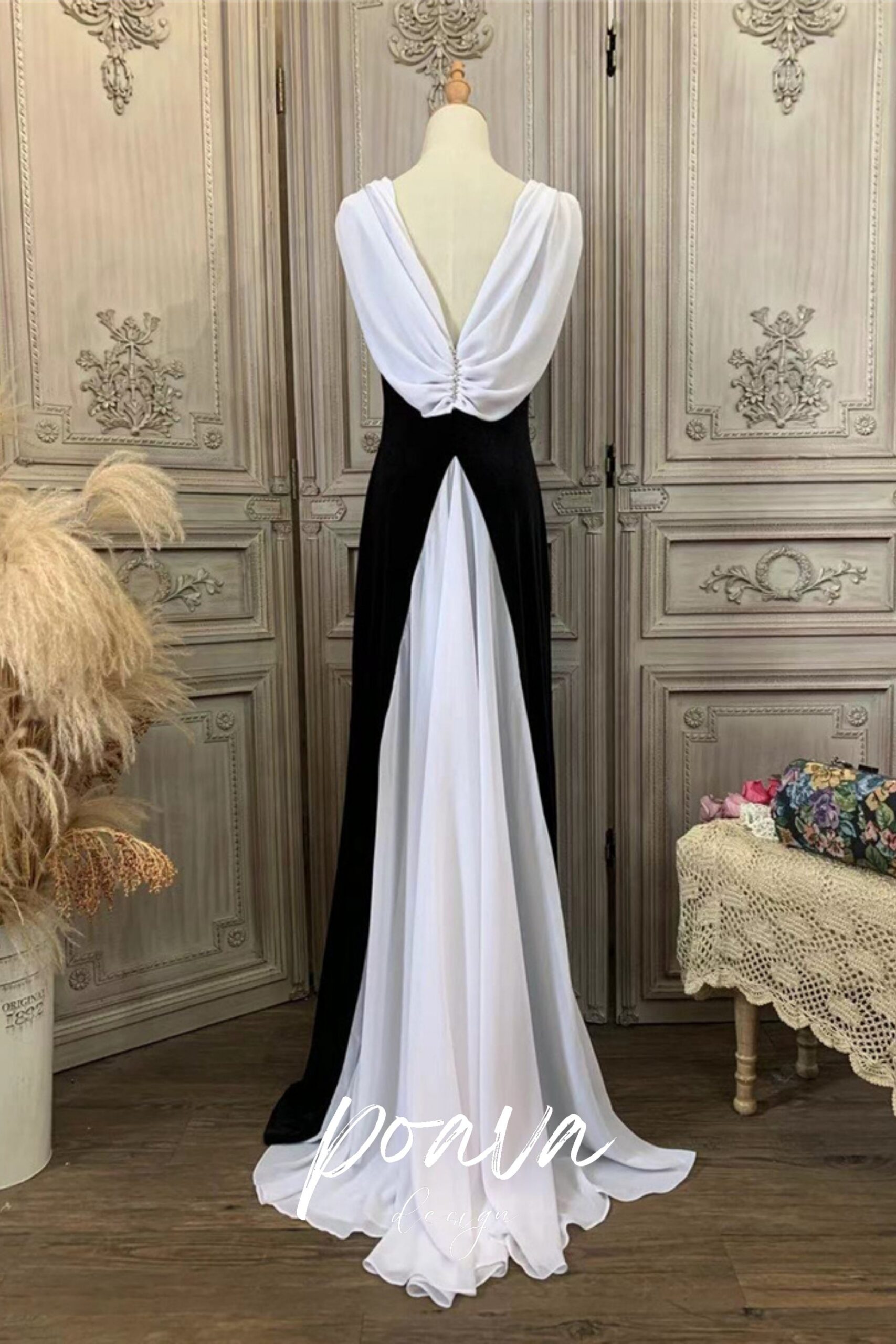 SILK BACKLESS MAXI DRESS BLACK, EVENING