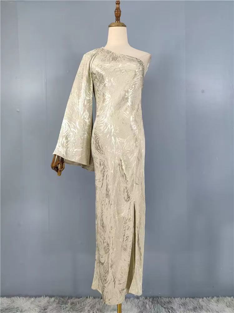 JACQUARD ONE-SHOULDER COCKTAIL DRESS
