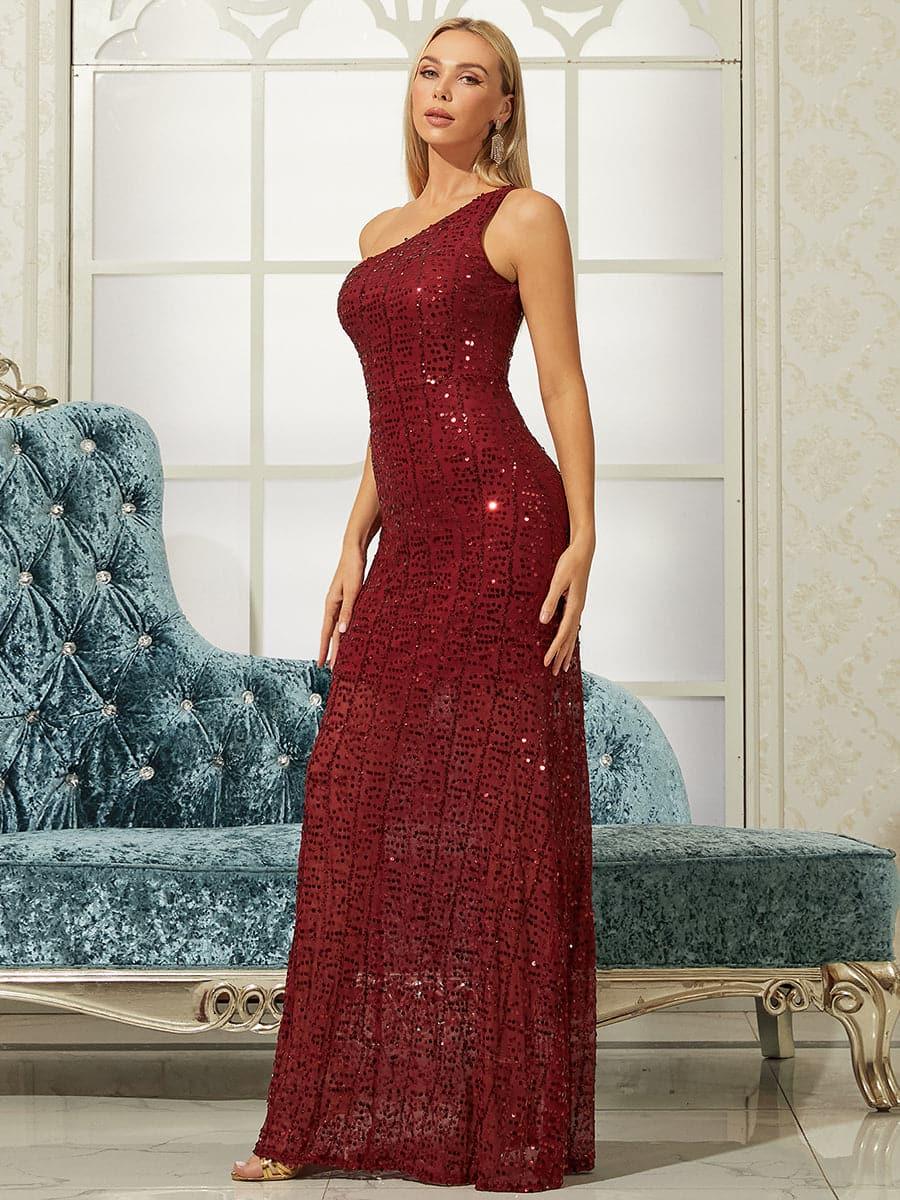17daf892 ONE SHOULDER SEQUIN MAXI PROM DRESS