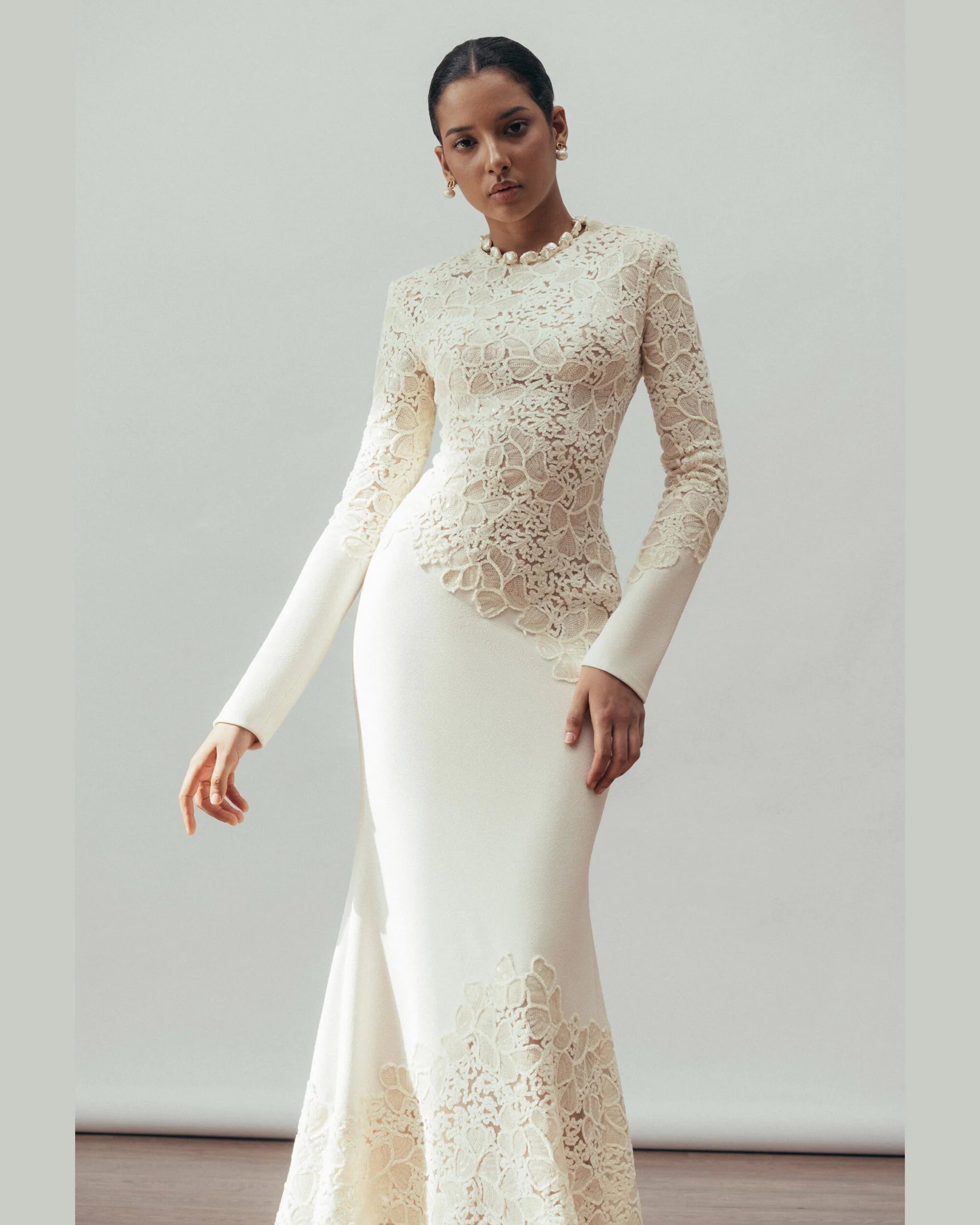 JOANNA WHITE EMBROIDERED MAXI DRESS, LONG SLEEVE