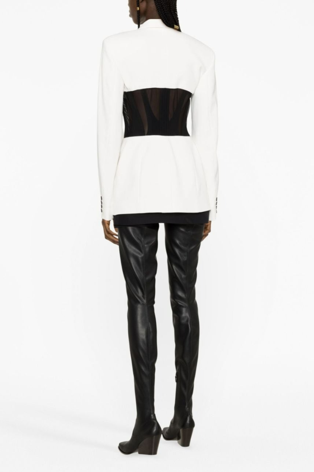 KAMRYN WHITE PANELED MESH BLAZER BLAZER
