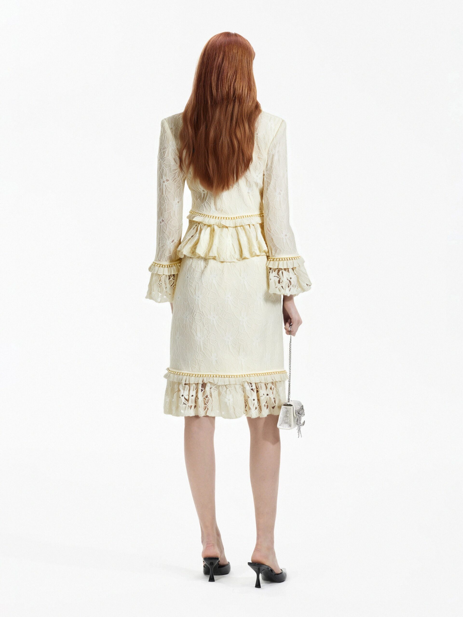 LACE BODYCON SKIRT SUIT IVORY WEDDING PARTY DRESS