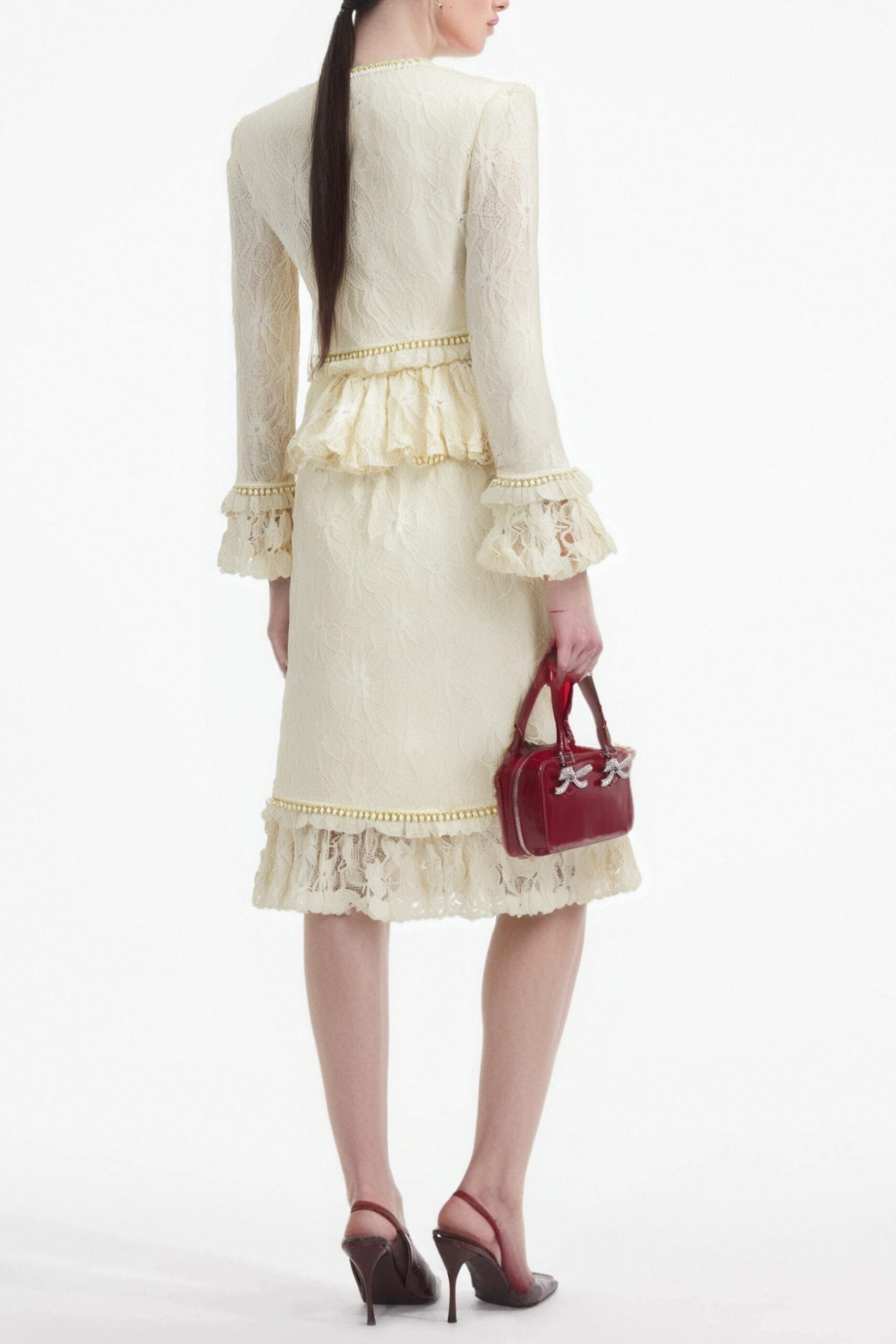 LACE BODYCON SKIRT SUIT IVORY WEDDING PARTY DRESS