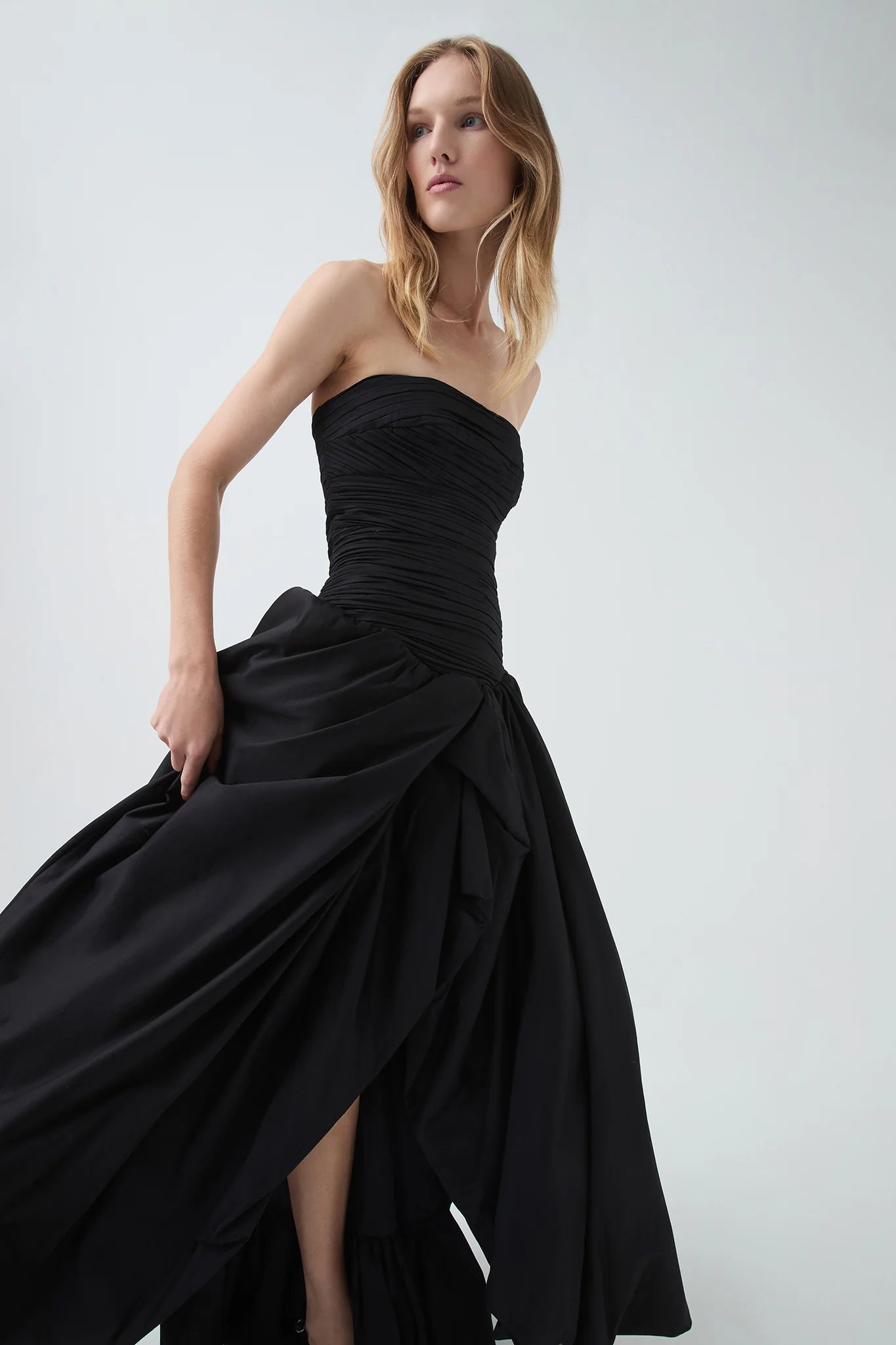 NANCY BUBBLE HEM MAXI DRESS BLACK COCKTAIL