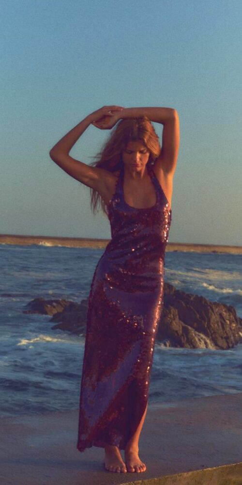 SEQUIN HALTER MINI DRESS FOR PARTY