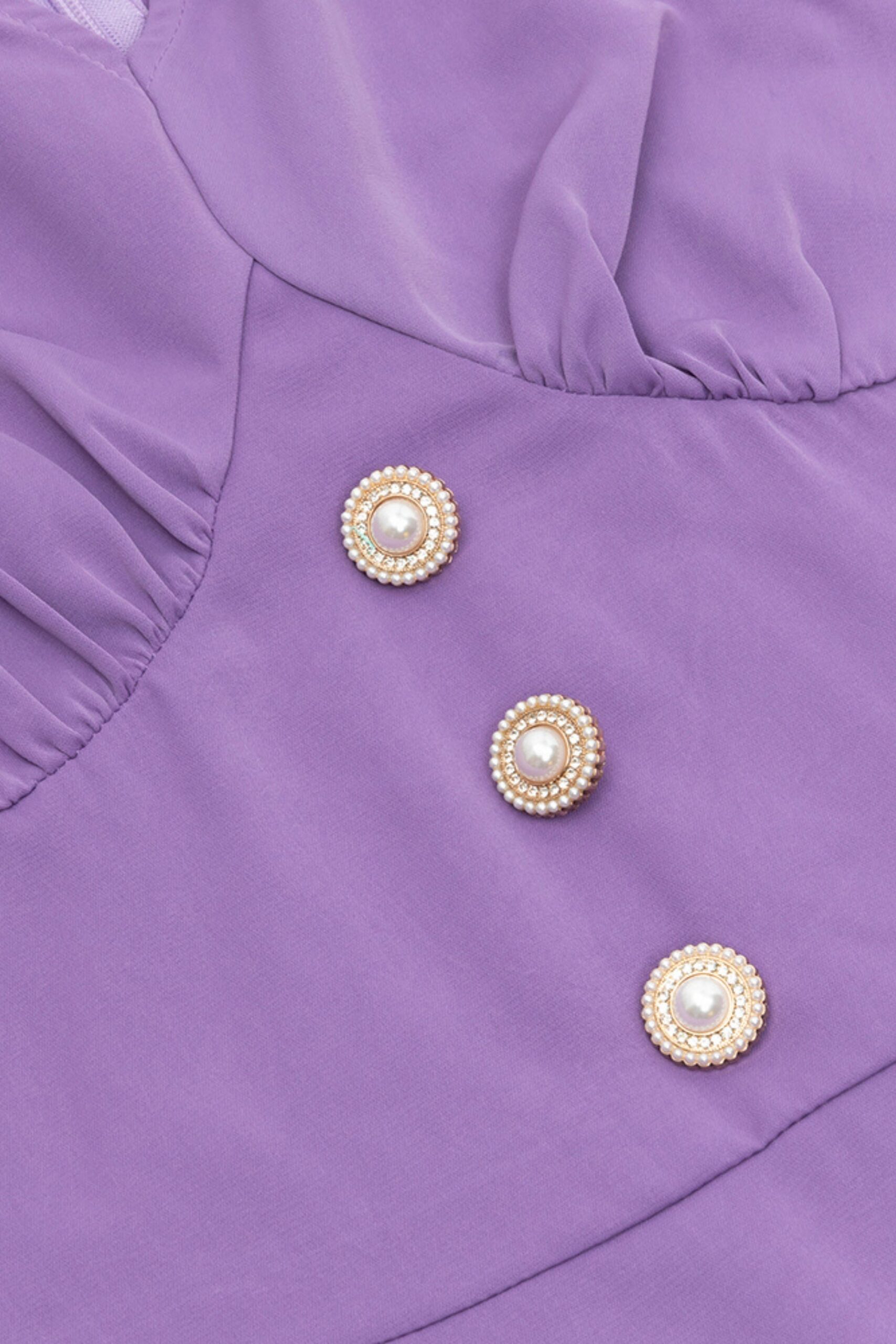 LONG SLEEVE V-NECK MIDI DRESS PURPLE