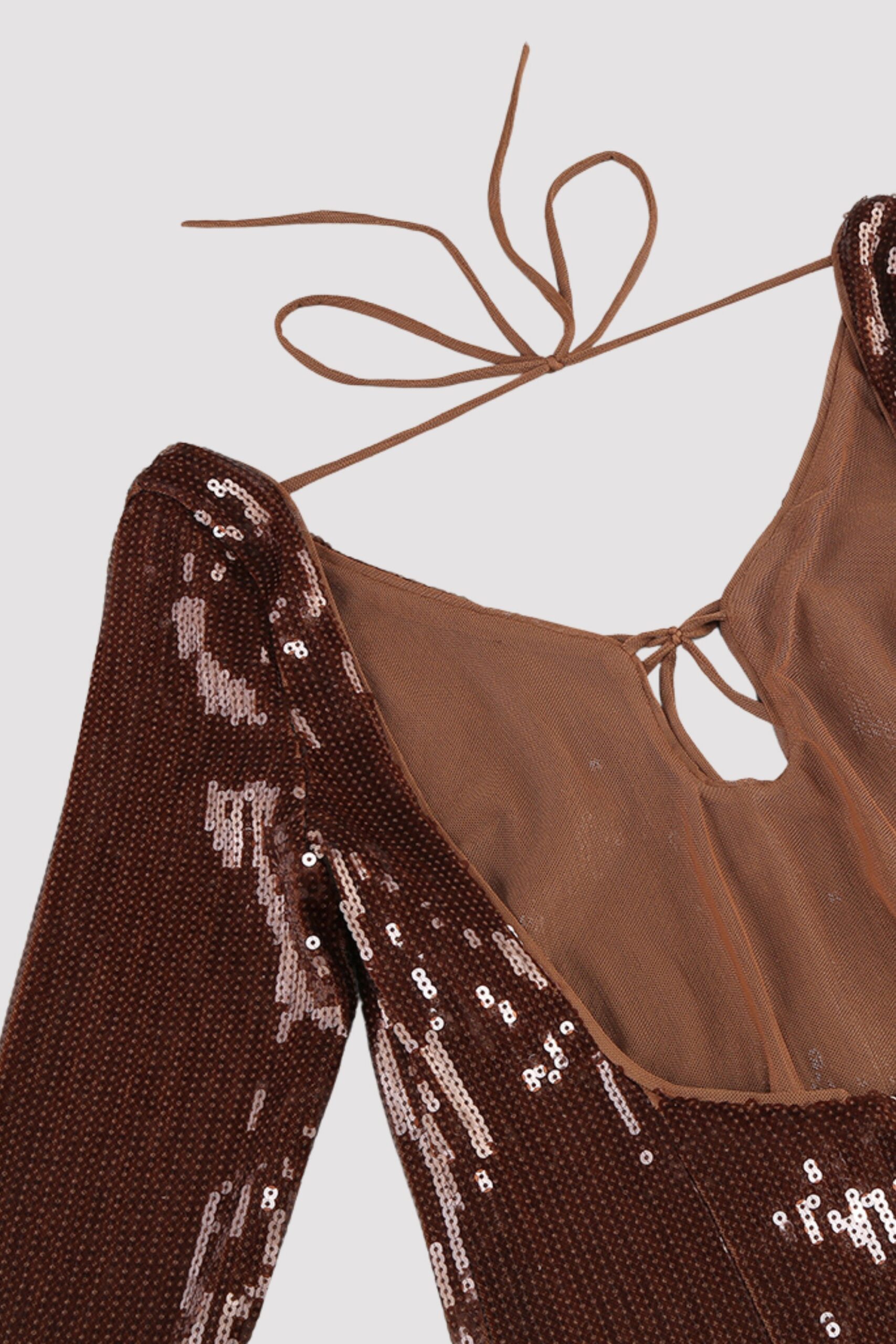 SEQUIN BANDAGE MINI DRESS BRONZE PARTY