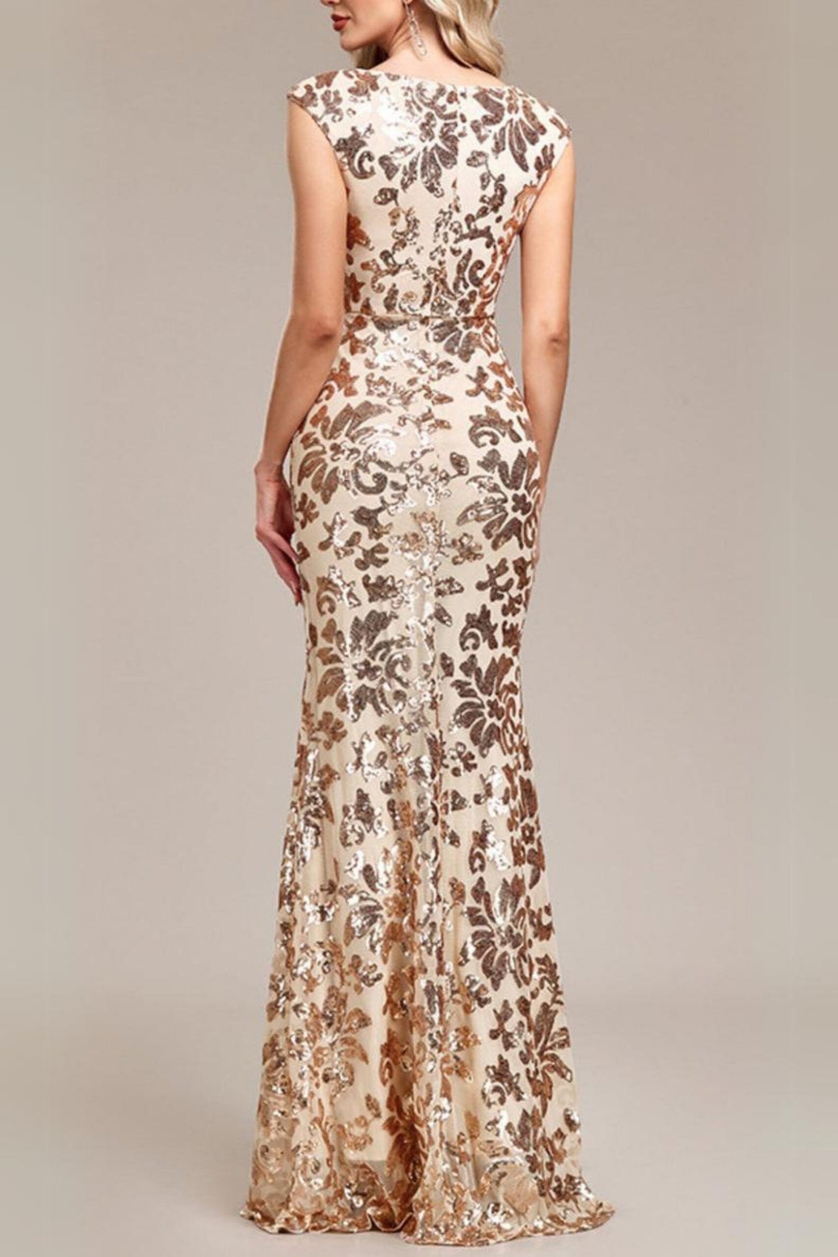 ARZILLA GOLD SEQUIN GOWN - GLAMOUR PARTY DRESS