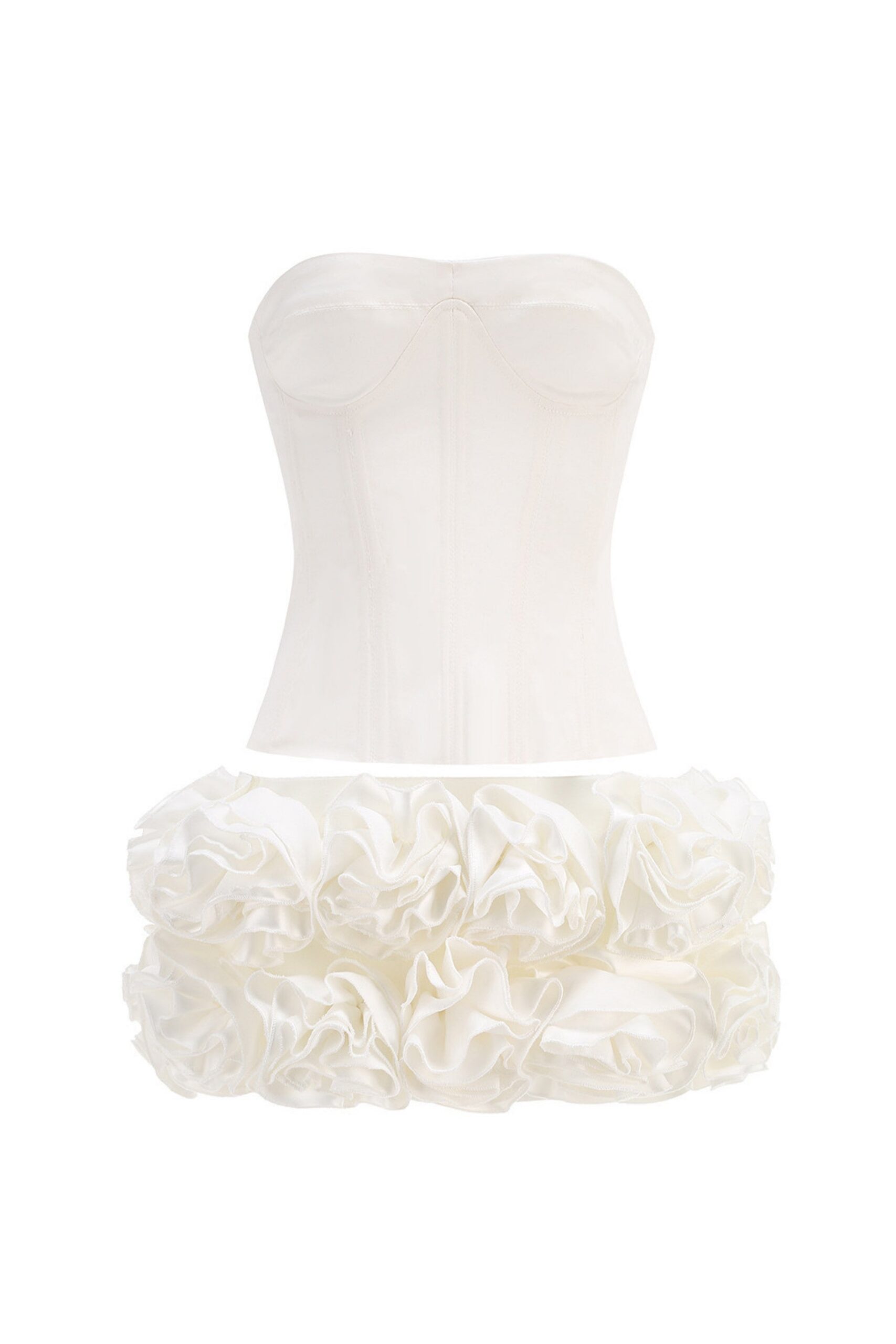 CLEGG WHITE CORSET FLOWER TWO-PIECE SET