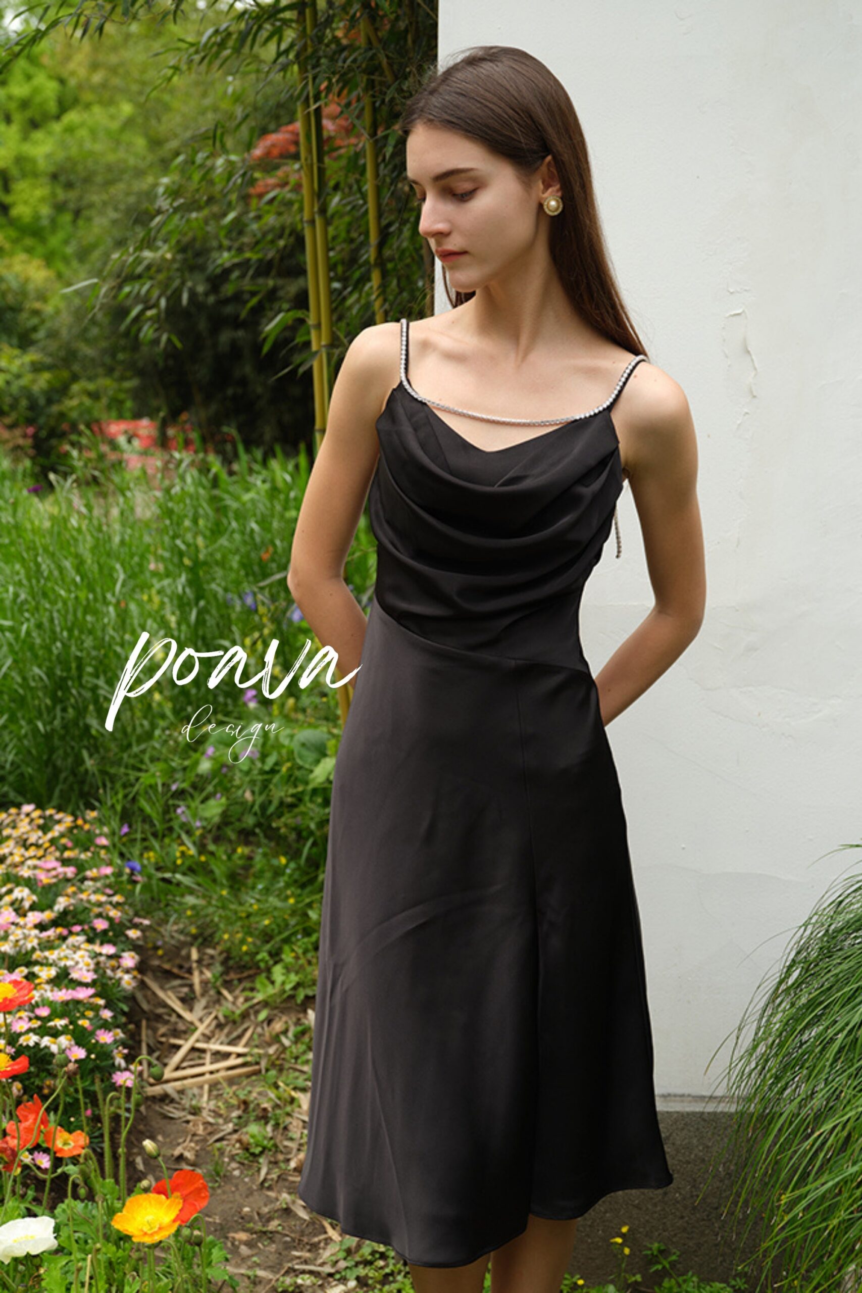 DIAMOND EMBELLISHED HIGH SPLIT MIDI COCKTAIL DRESS