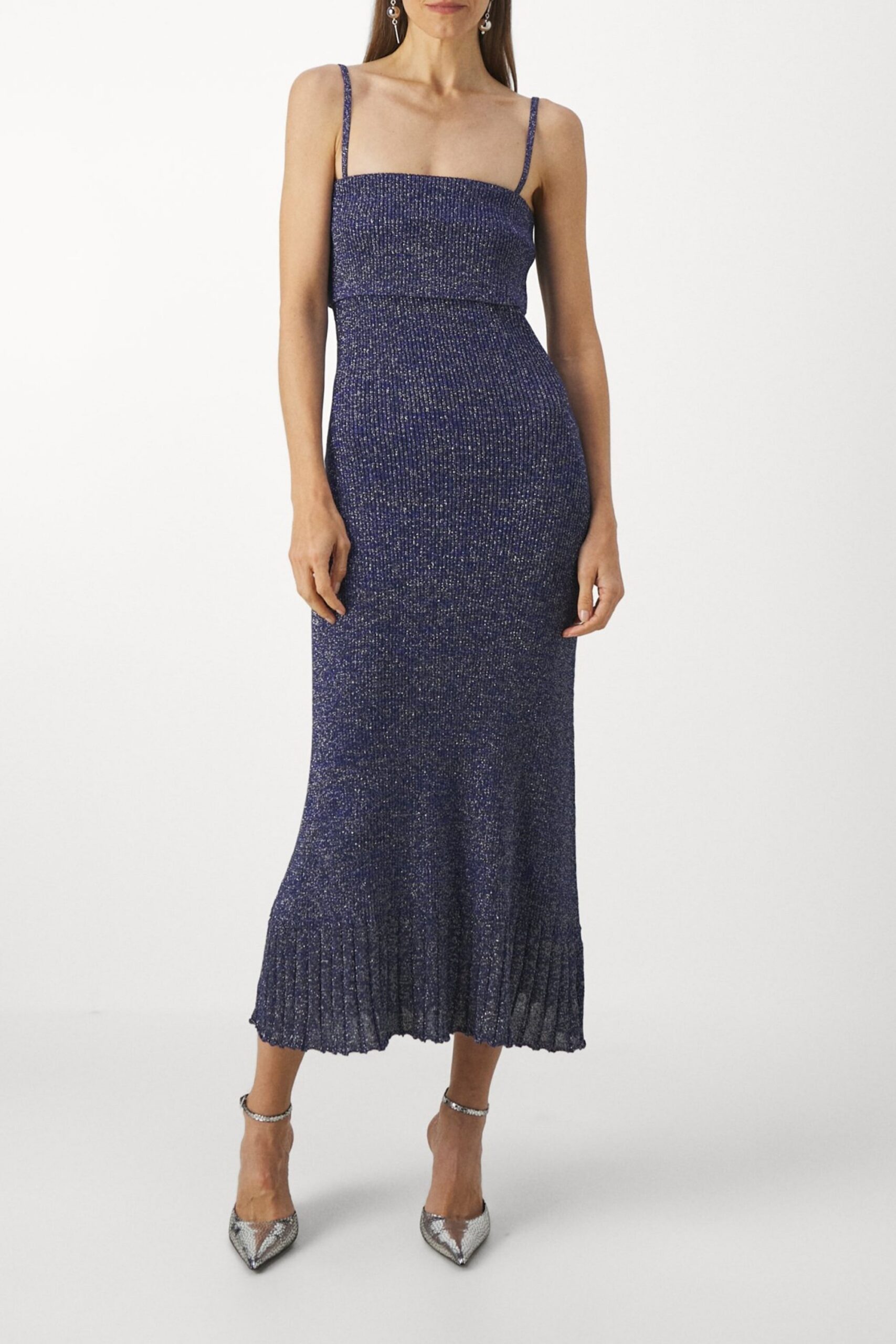 STRAPPY KNIT MAXI DRESS IN BLUE
