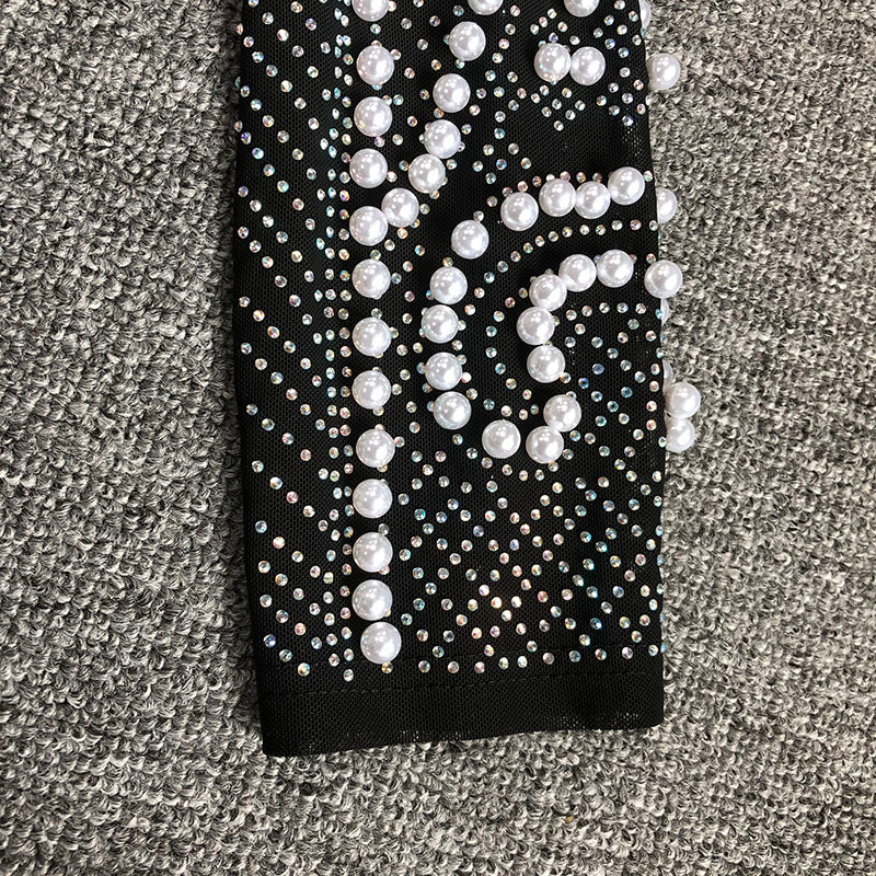 GLITTERING BEADED TWO-PIECE LONG SLEEVE DRESS SET