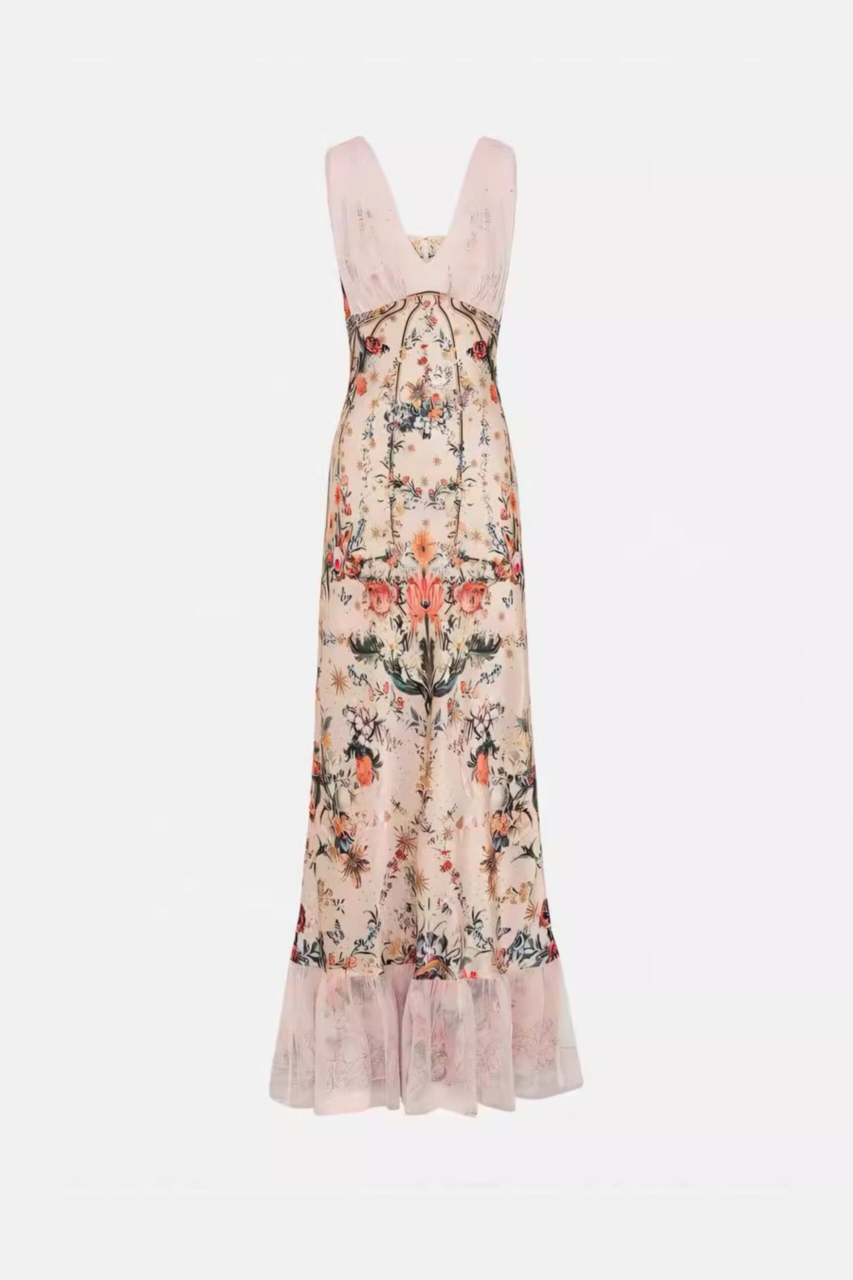 FLORAL MERMAID SLEEVELESS MAXI DRESS FOR WEDDING GUEST