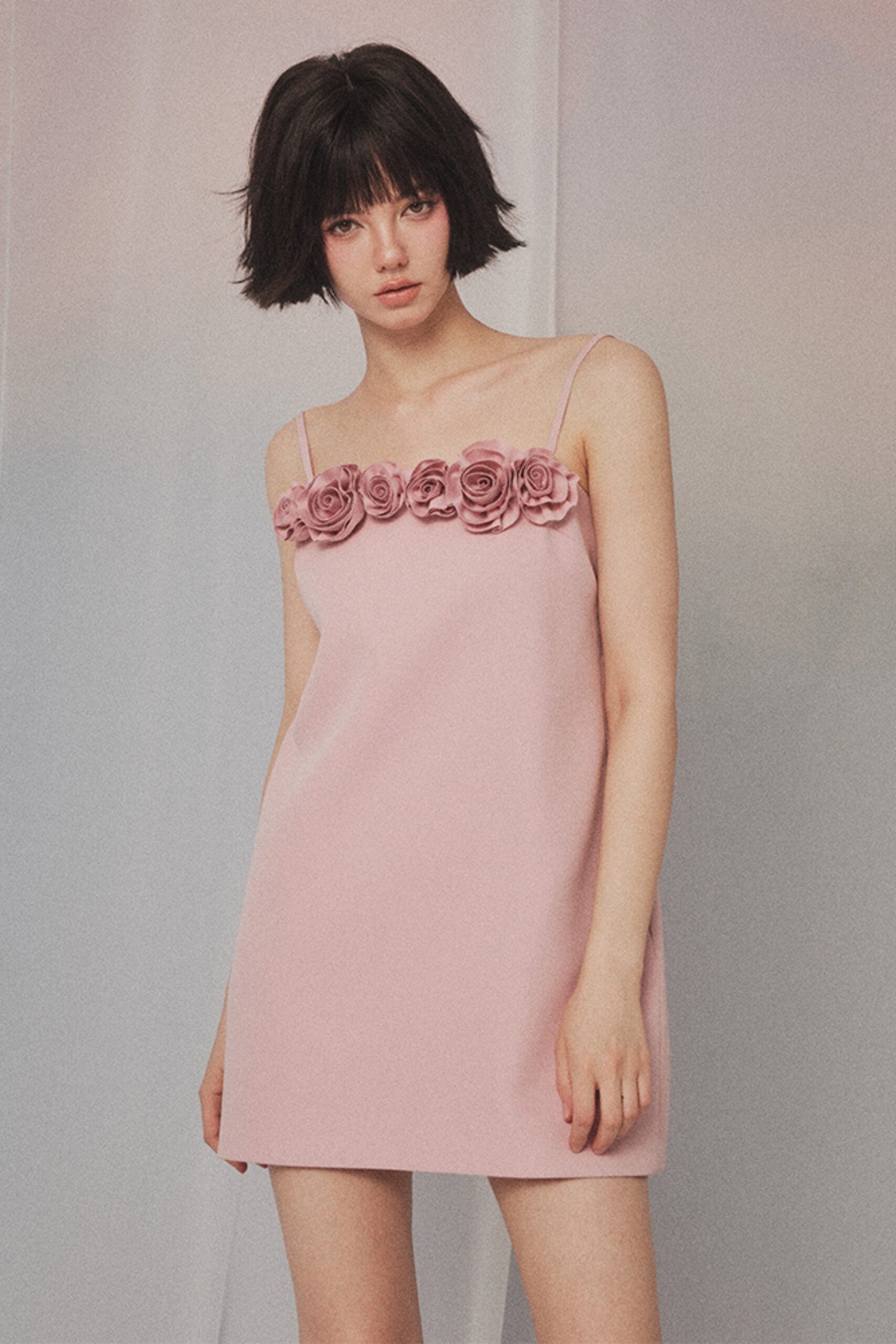 FLORAL PINK MINI DRESS FOR PARTIES