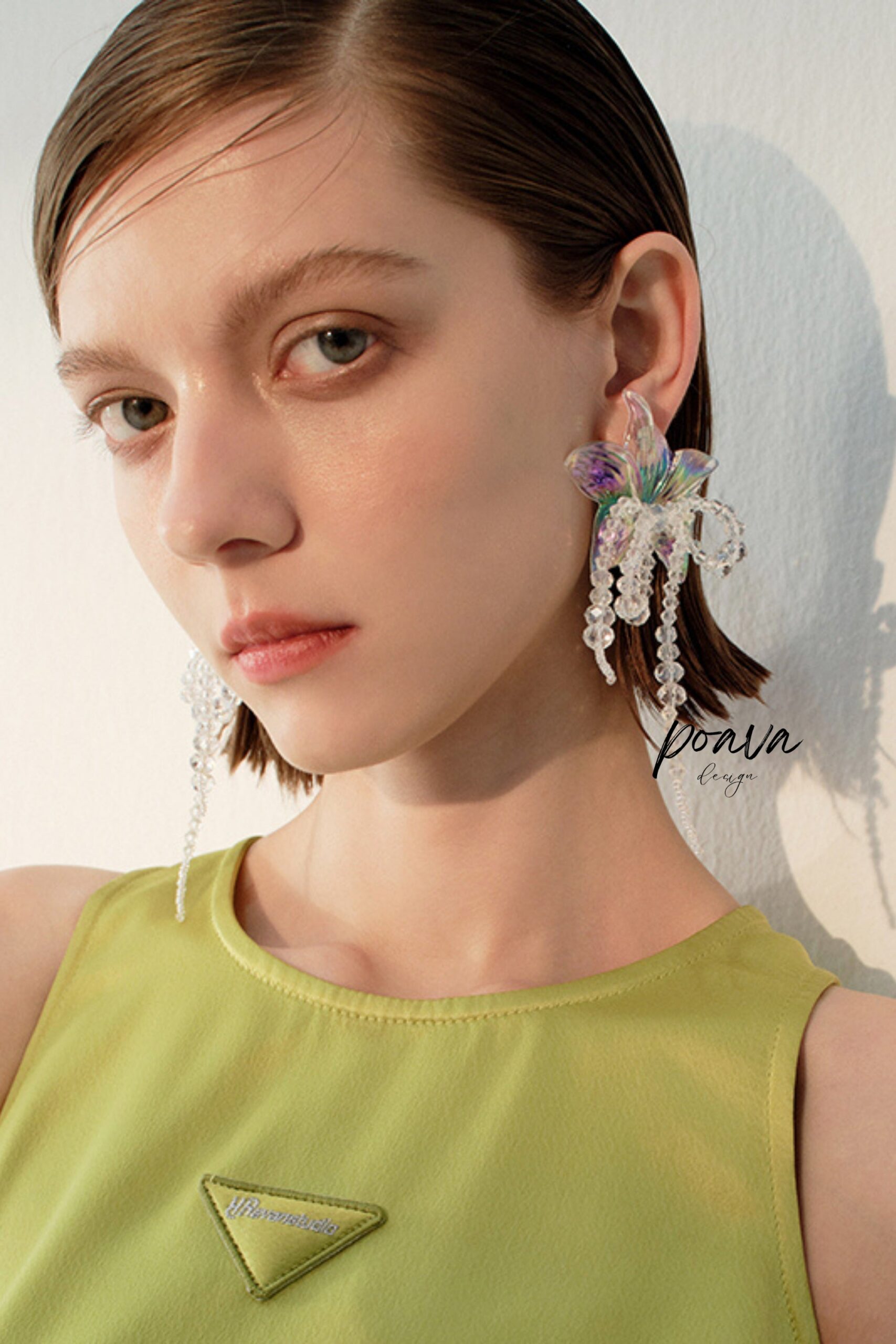 CRYSTAL FLOWER EARRINGS FOR WEDDING BRIDAL DRESS