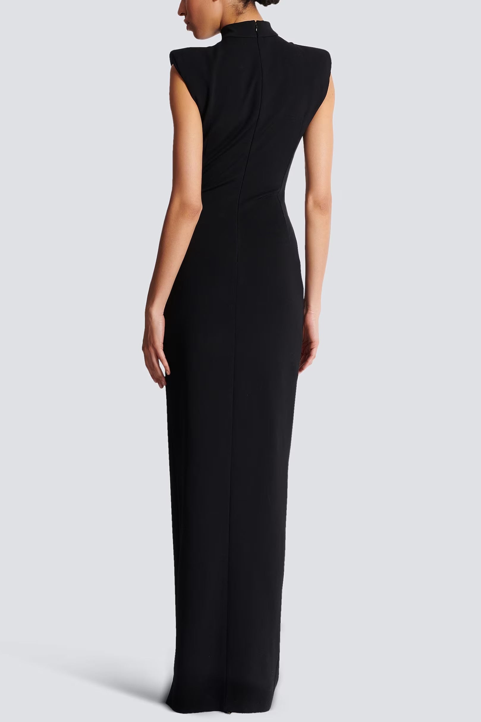 BLACK SLEEVELESS ZIPPER HIGH SLIT MAXI DRESS