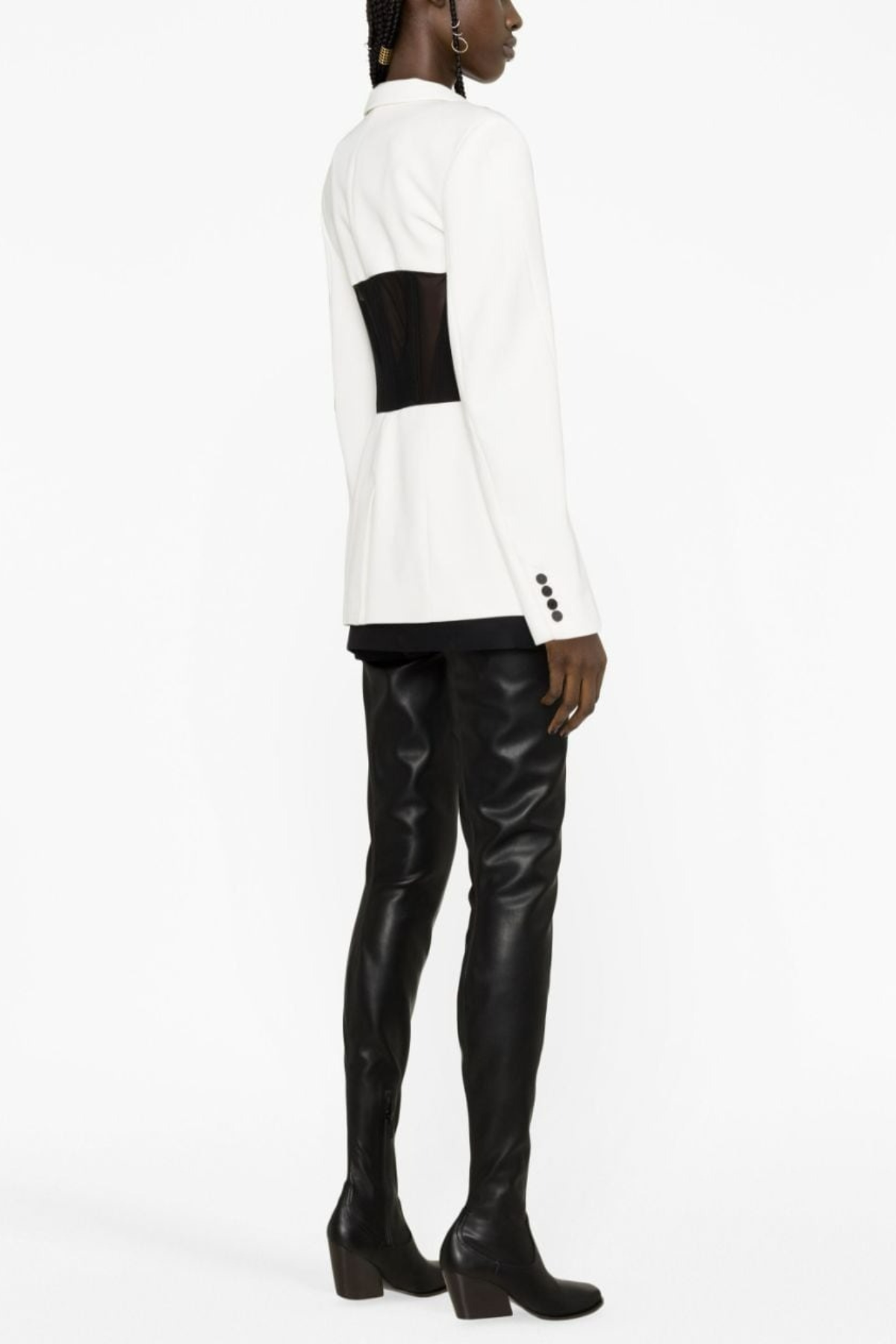 KAMRYN WHITE PANELED MESH BLAZER BLAZER